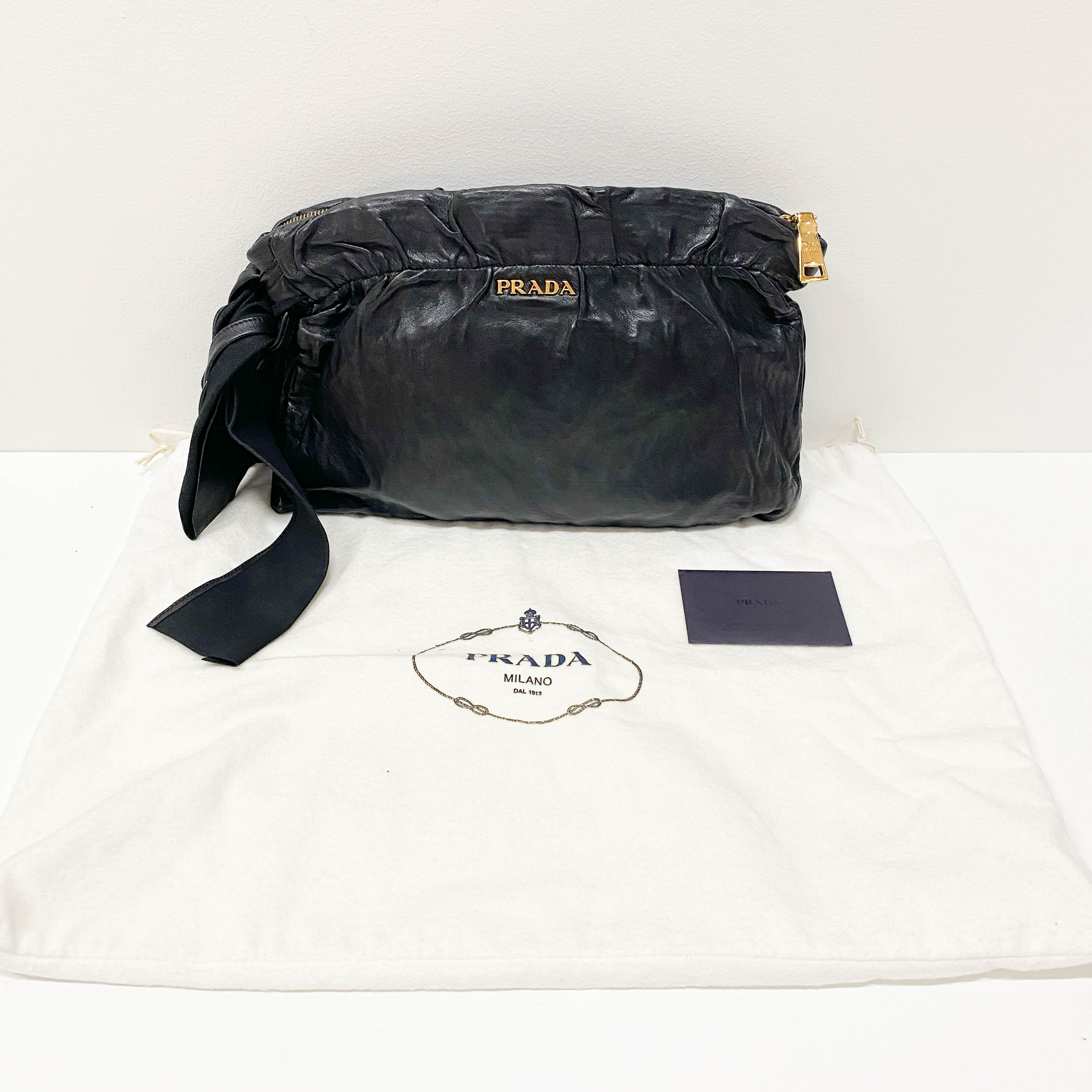 Black Leather Clutch Bag