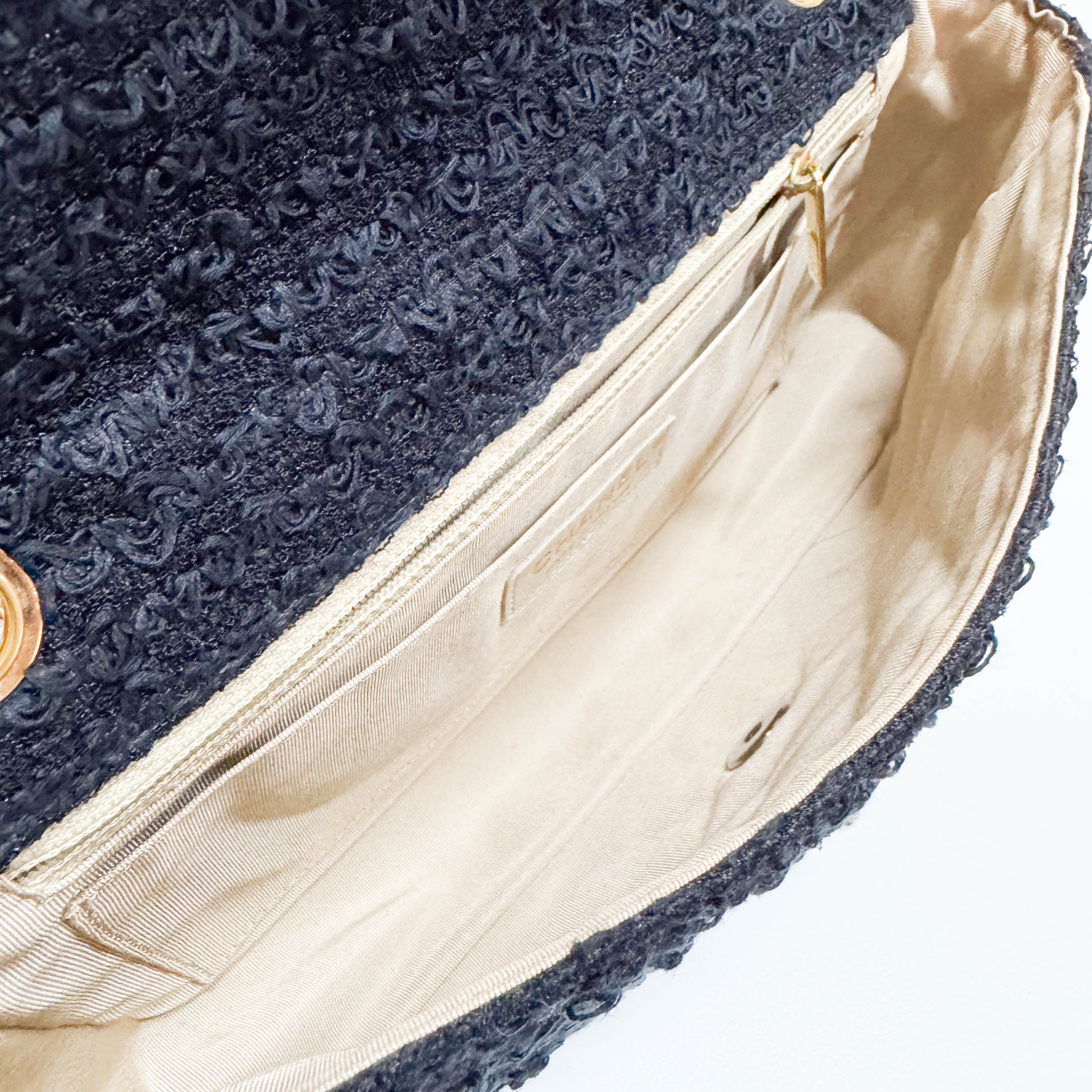 Timeless Classic Flap Black Tweed Matelasse Shoulder Bag