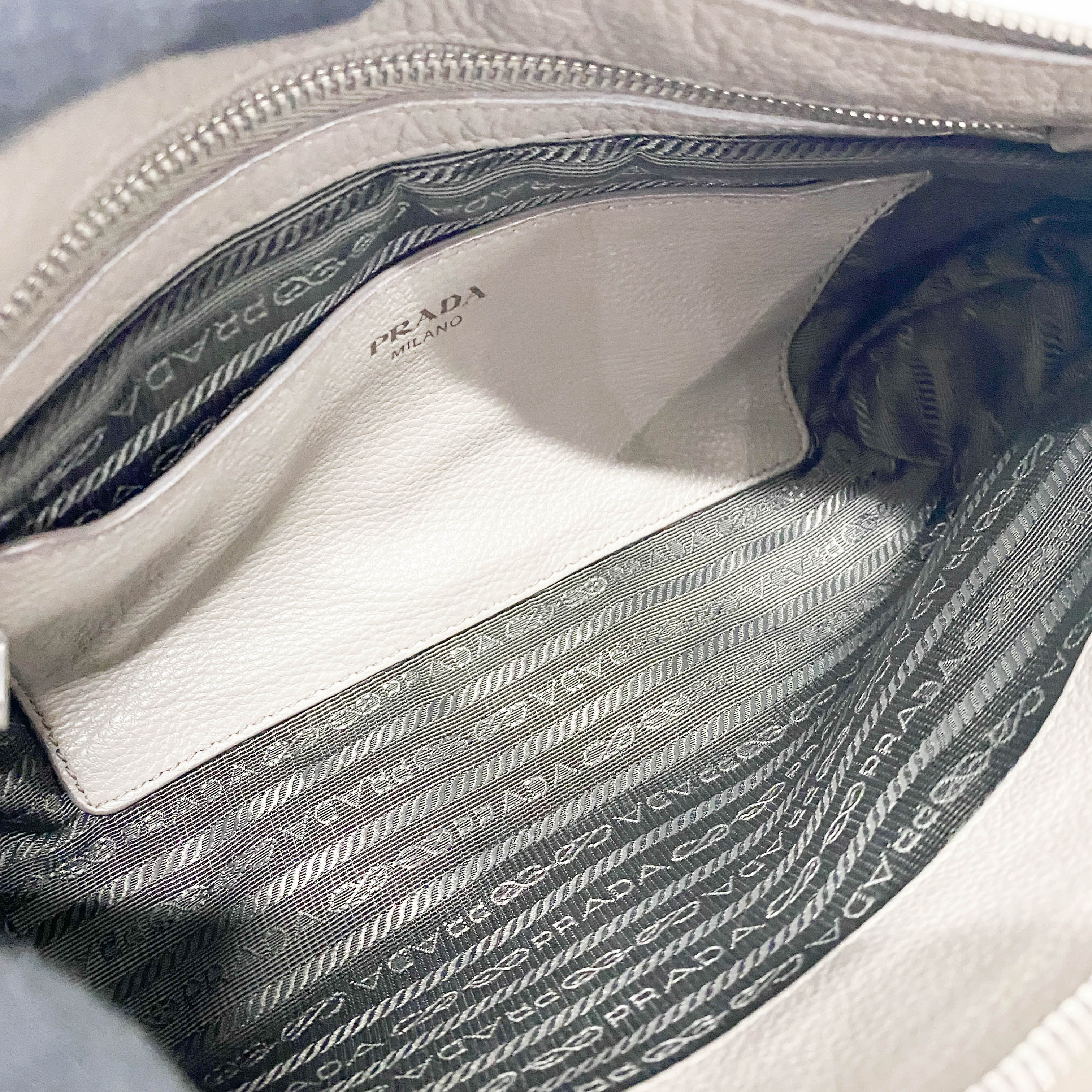 Vintage Grey Leather Crossbody Bag