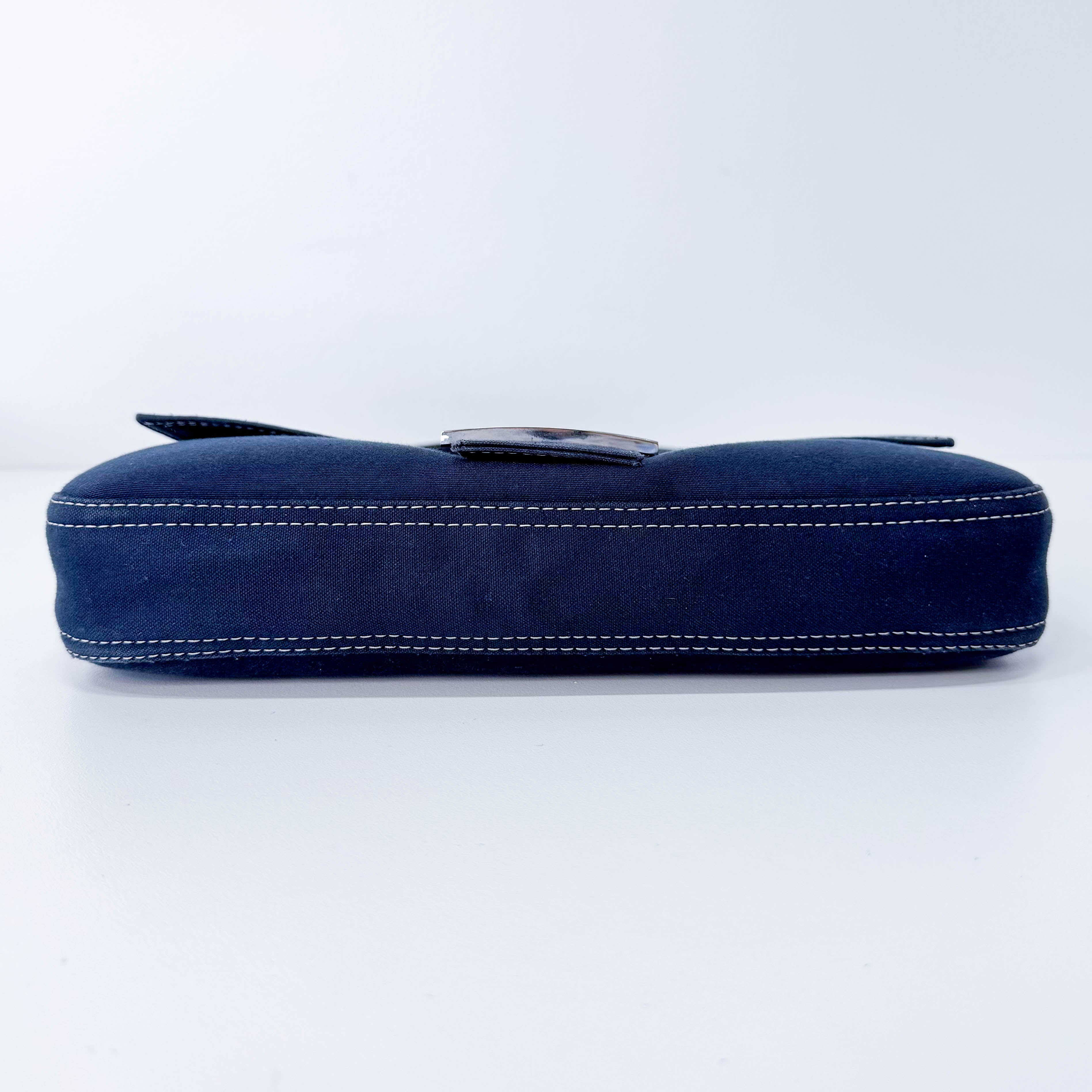 Baguette Cotton Navy Shoulder Bag