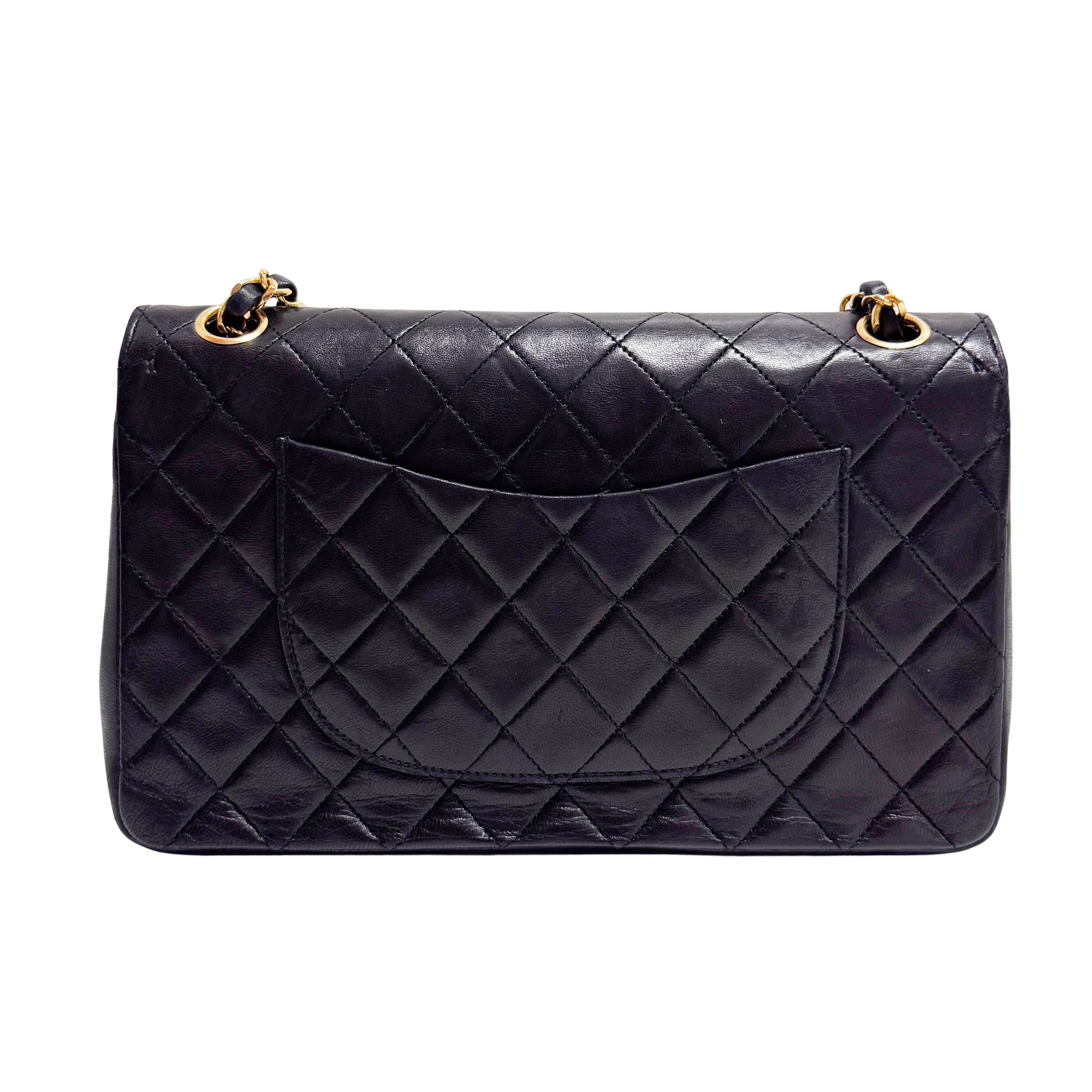 Matelassé Black Lambskin Leather Crossbody Bag