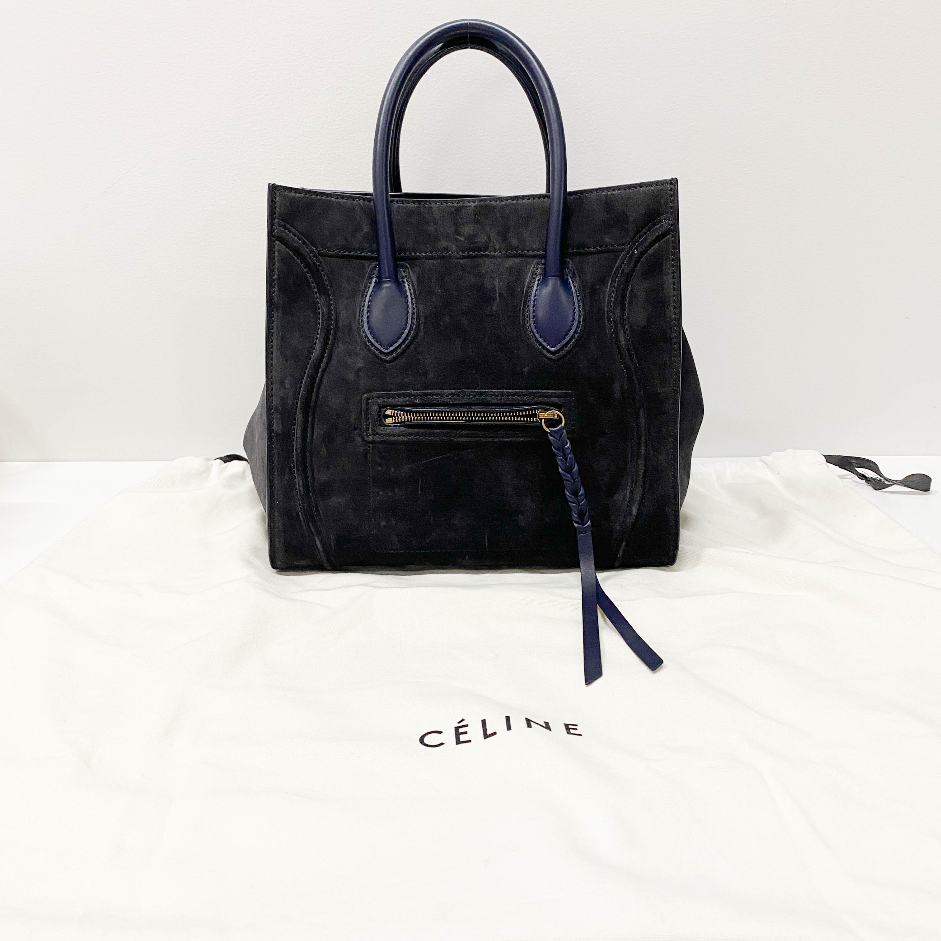 Phantom Black Suede Tote Bag