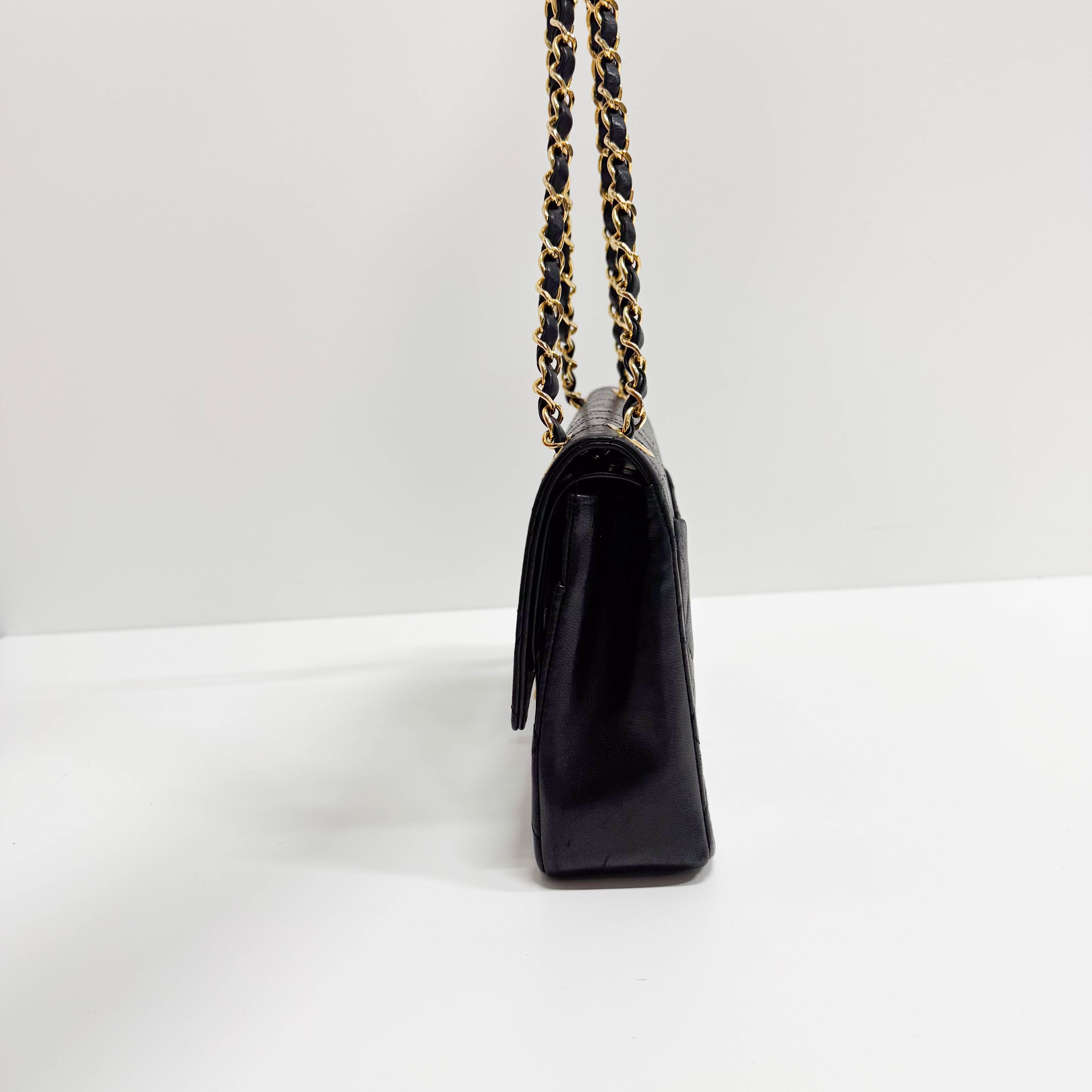 Matelassé Black Lambskin Leather Crossbody Bag