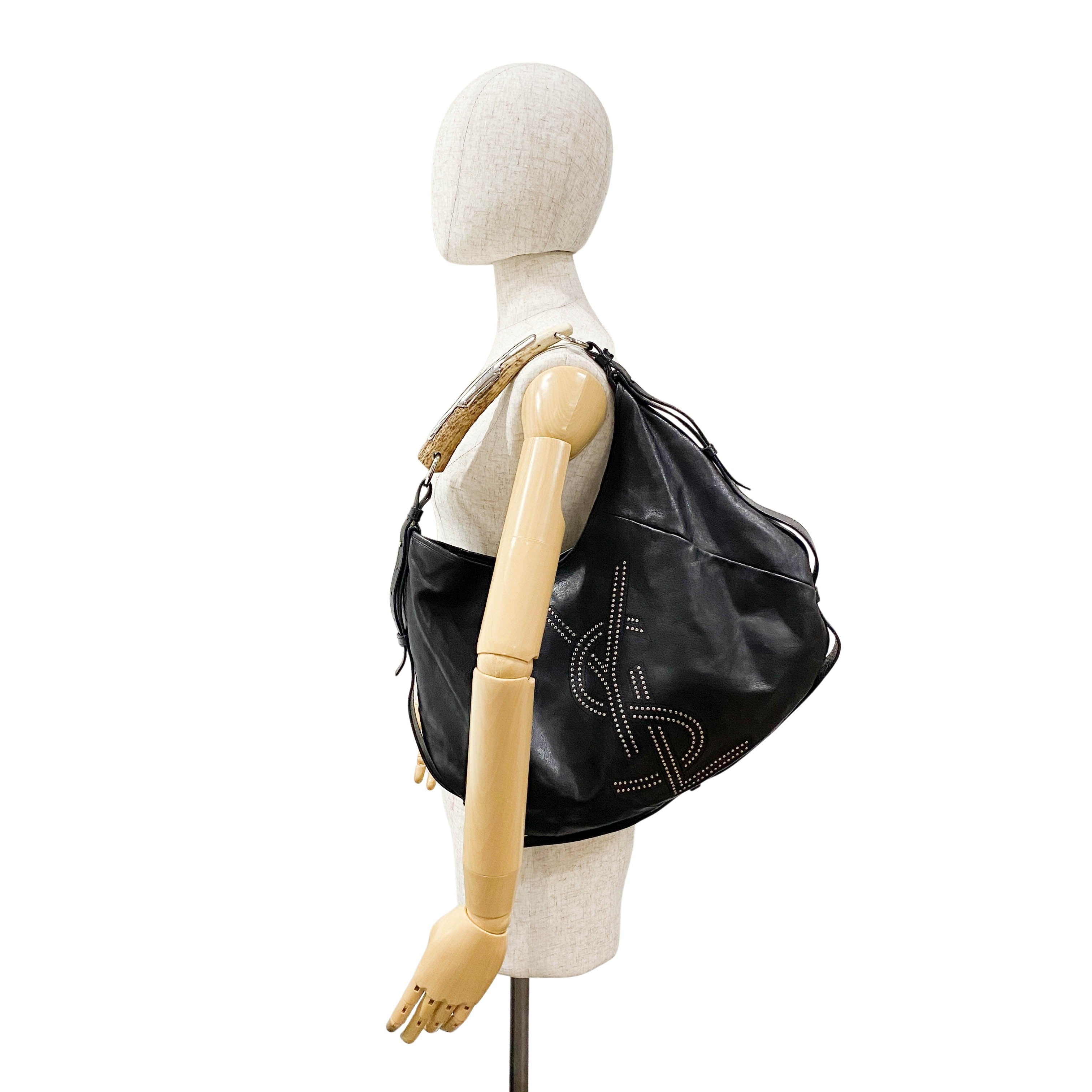 Mombasa Black Leather with YSL Studs Detail