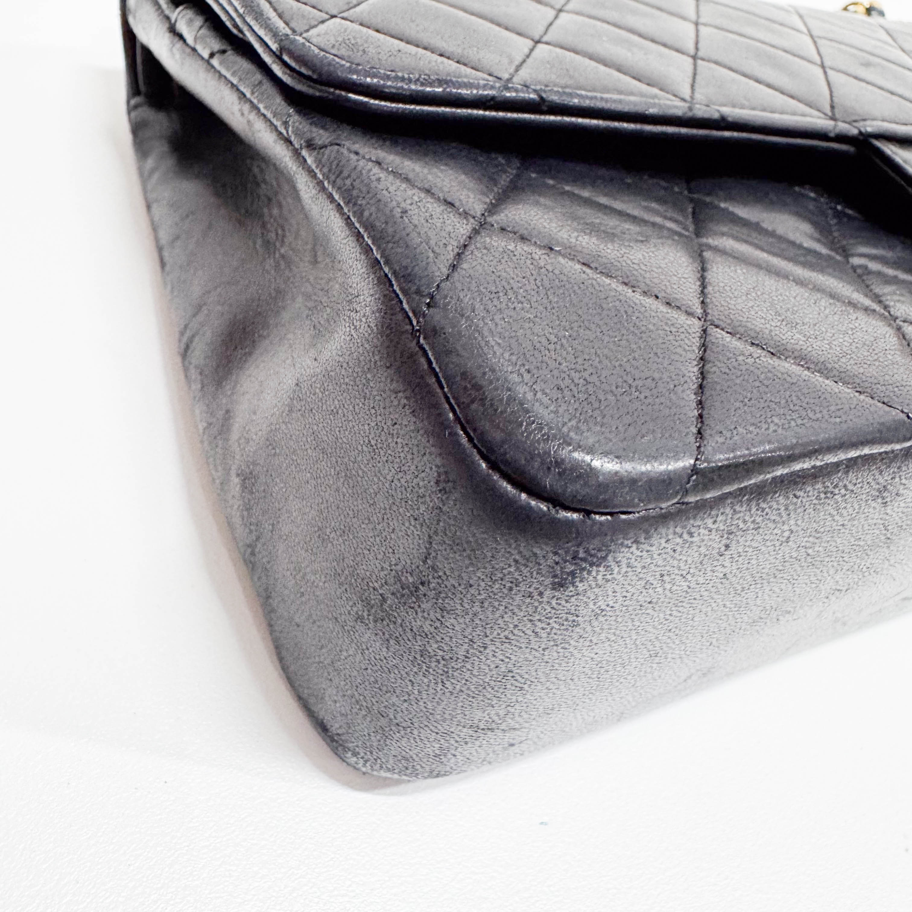 Matelassé Black Lambskin Leather Crossbody Bag