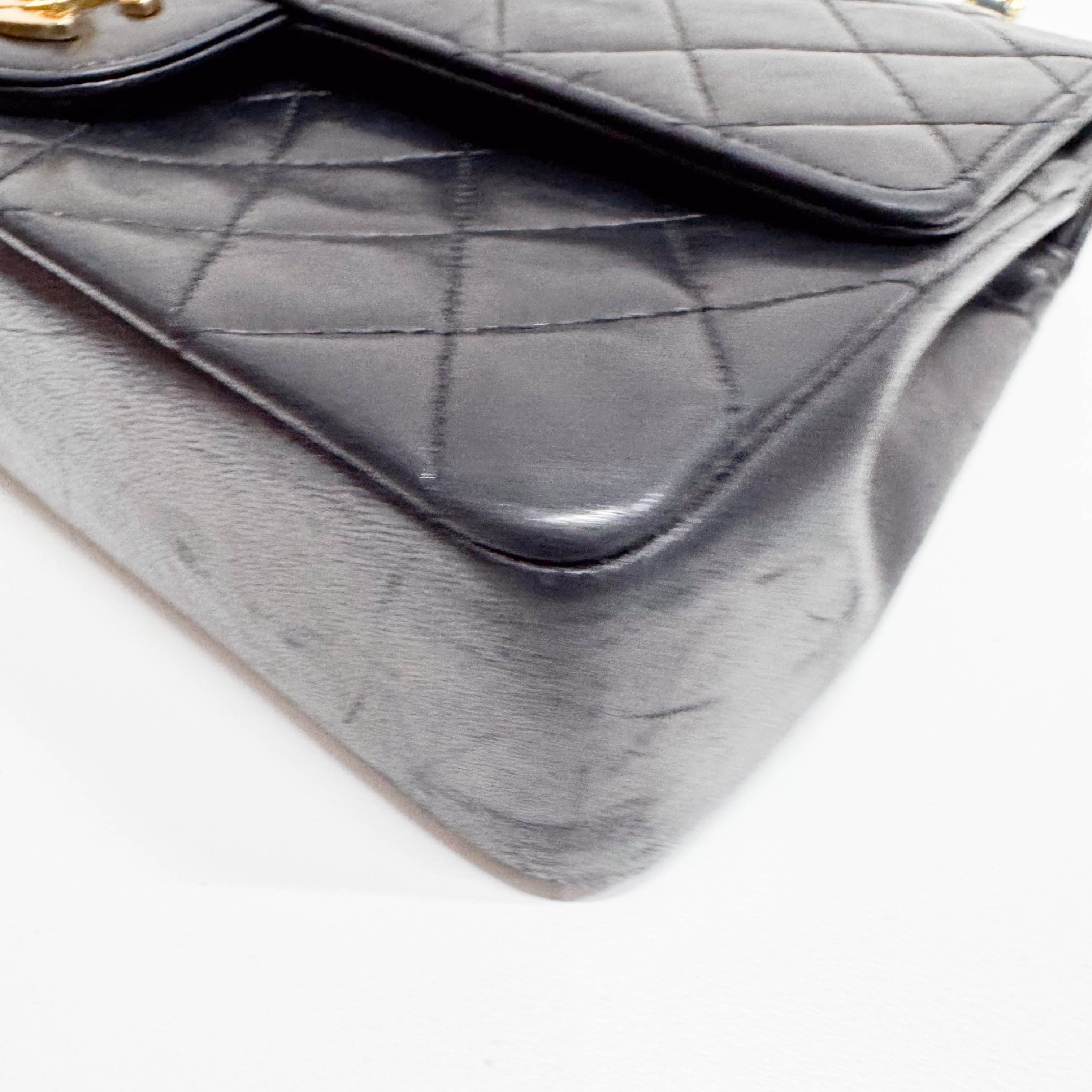 Matelassé Black Lambskin Leather Crossbody Bag