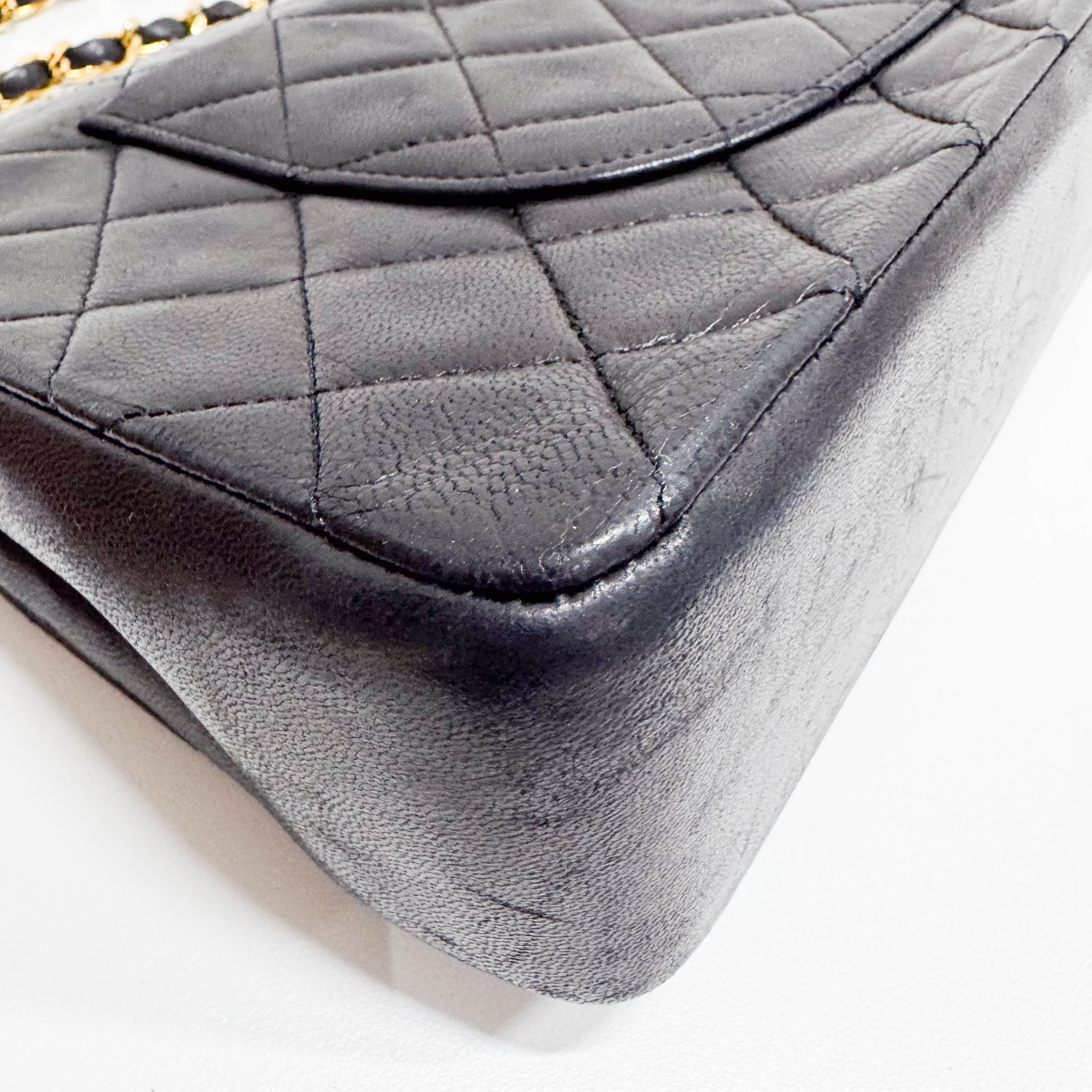 Matelassé Black Lambskin Leather Crossbody Bag