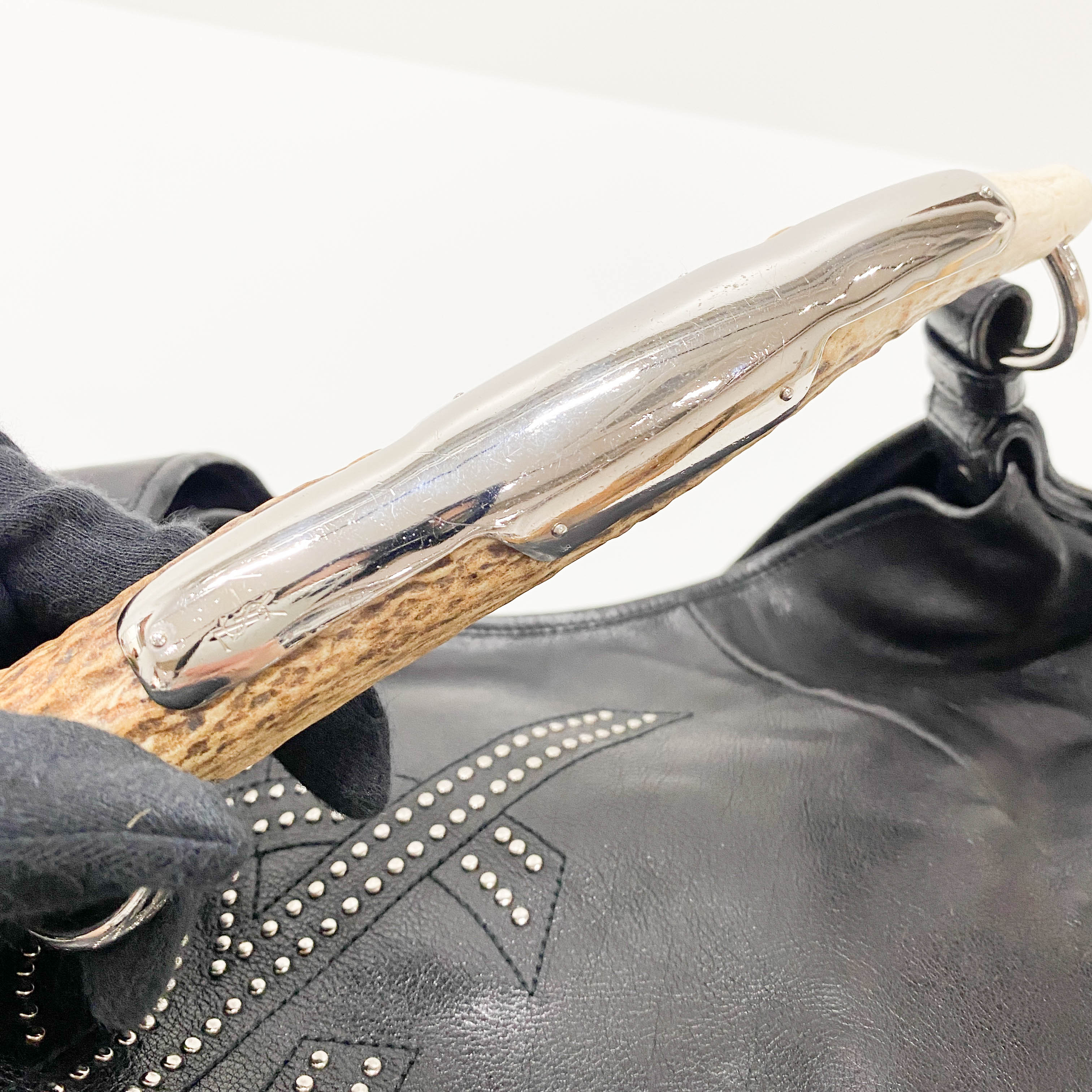 Mombasa Black Leather with YSL Studs Detail