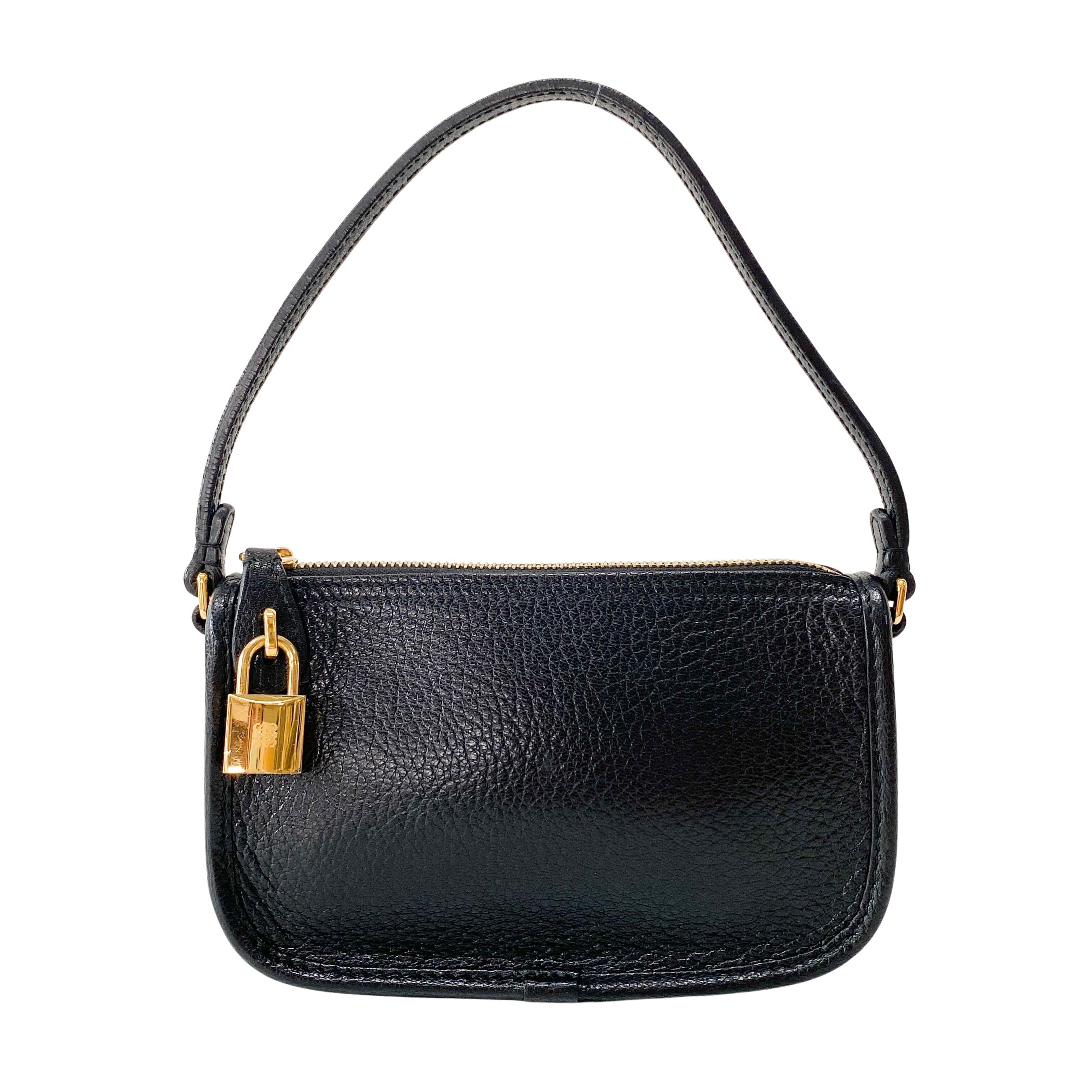 Black Leather Mini Pochette Bag