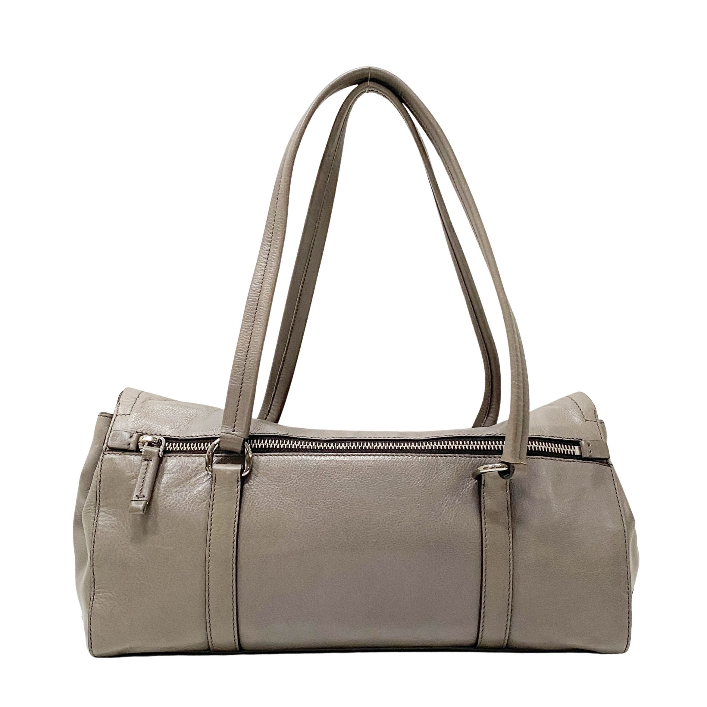 Grey Royal Calfskin Leather Shoulder Bag
