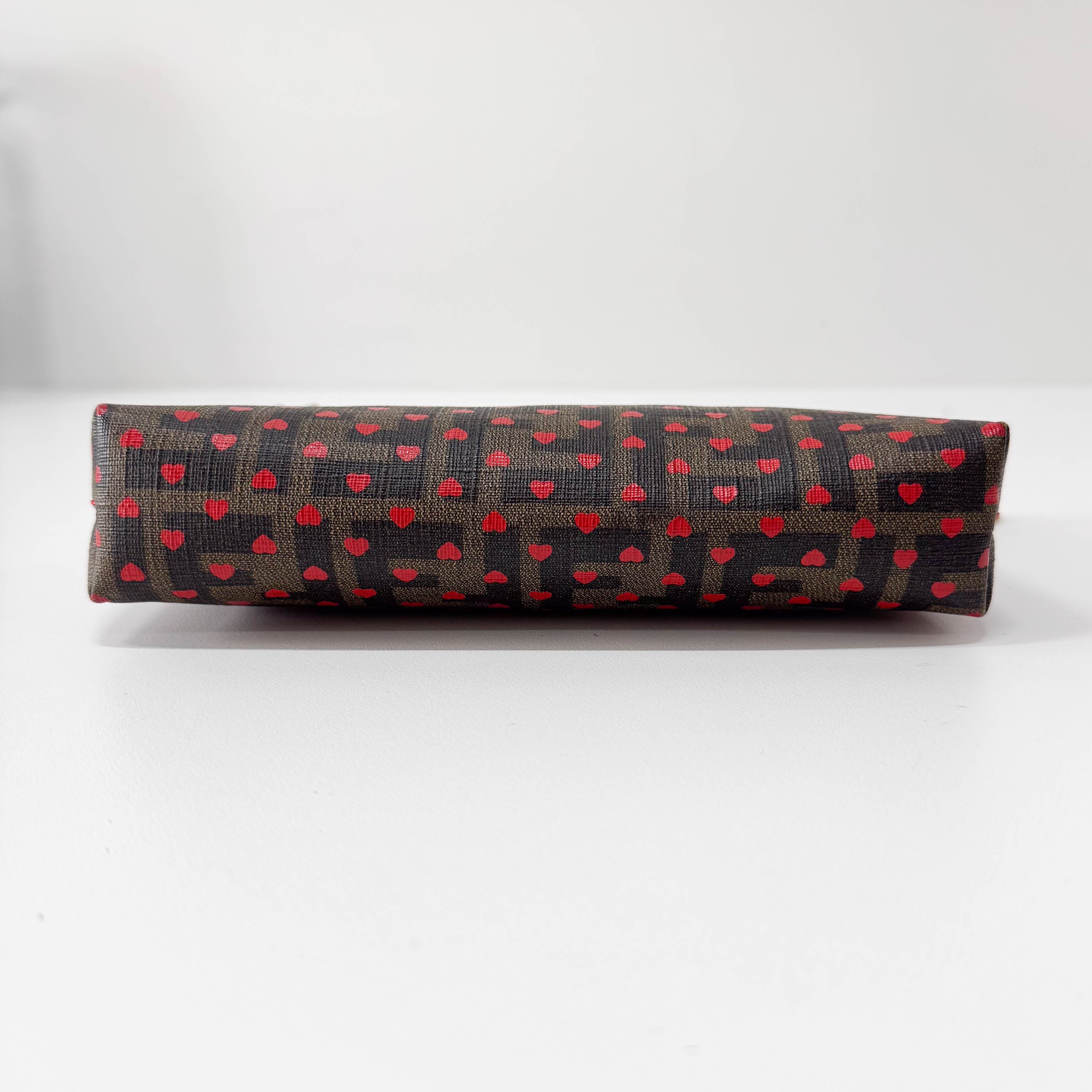 Zucca Brown Coated Canvas Hearts Chain Bag