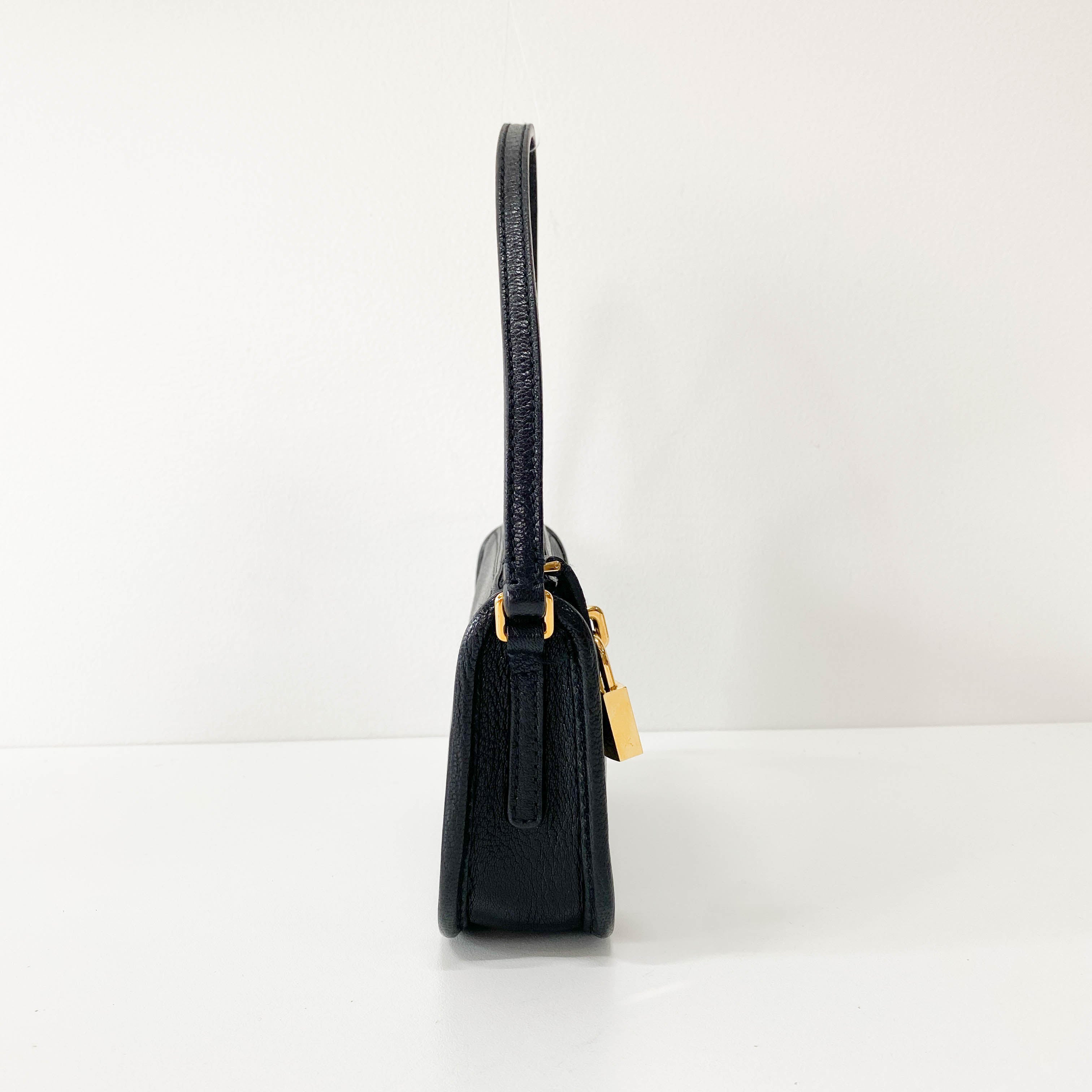 Black Leather Mini Pochette Bag