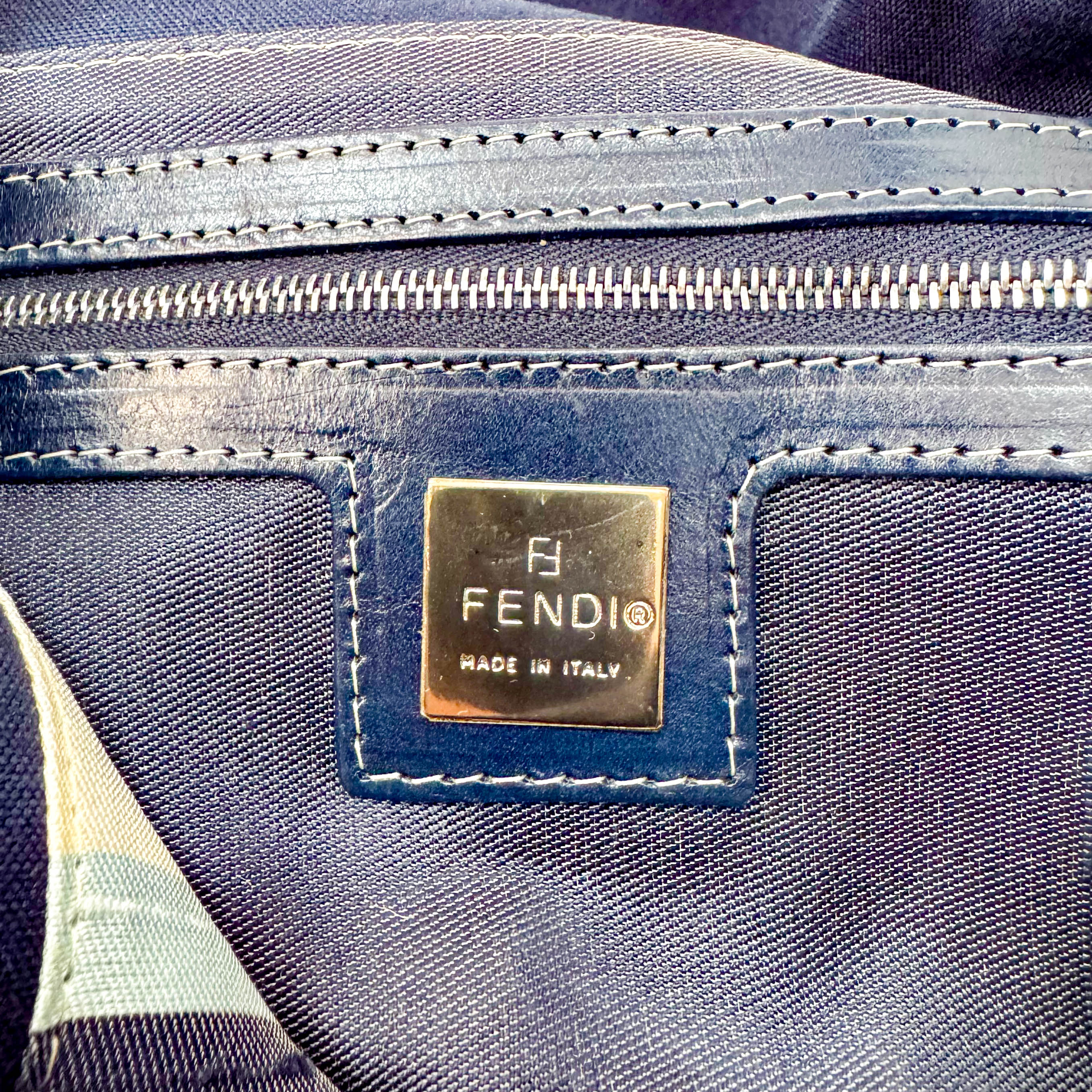 Baguette Cotton Navy Shoulder Bag