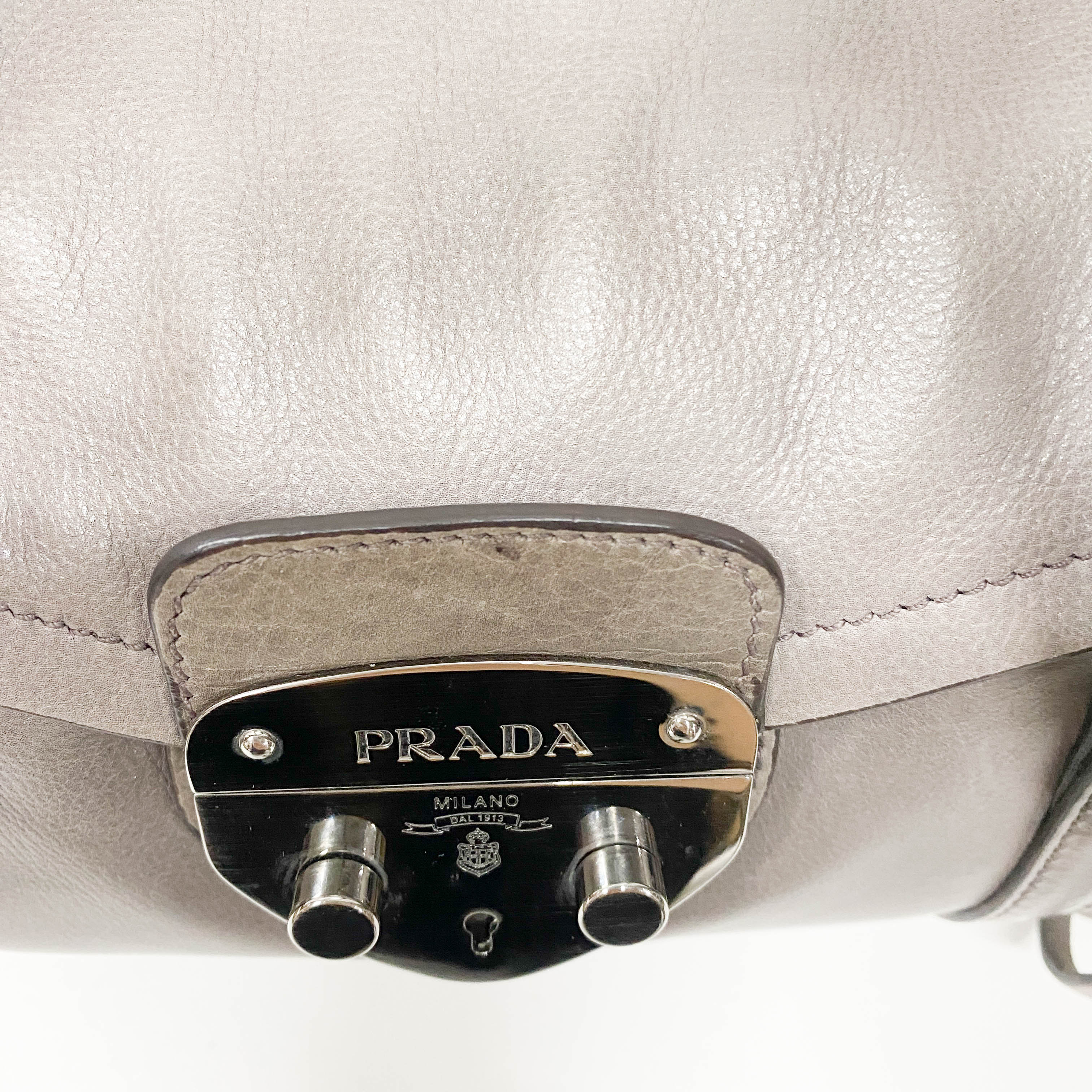 Grey Royal Calfskin Leather Shoulder Bag