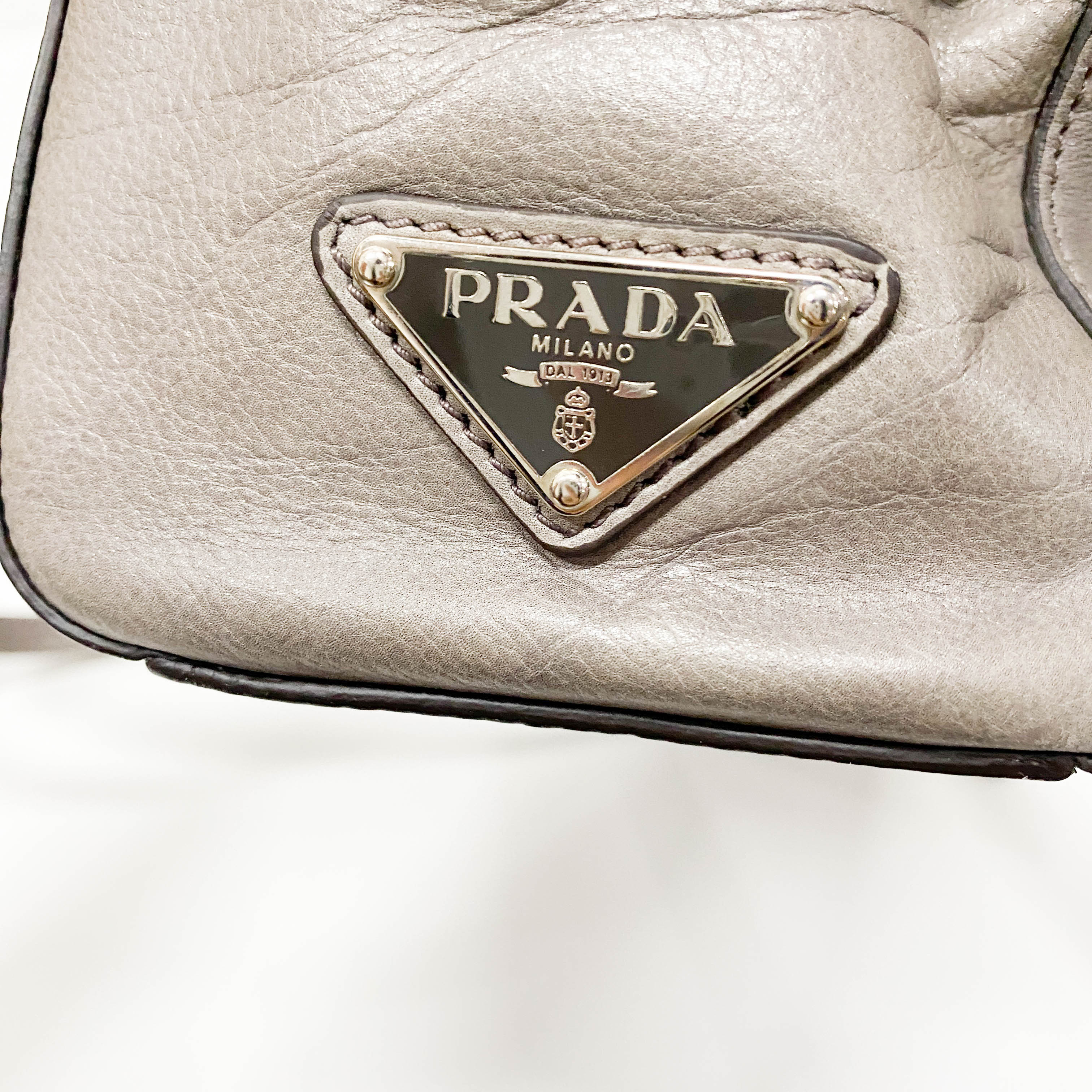 Grey Royal Calfskin Leather Shoulder Bag