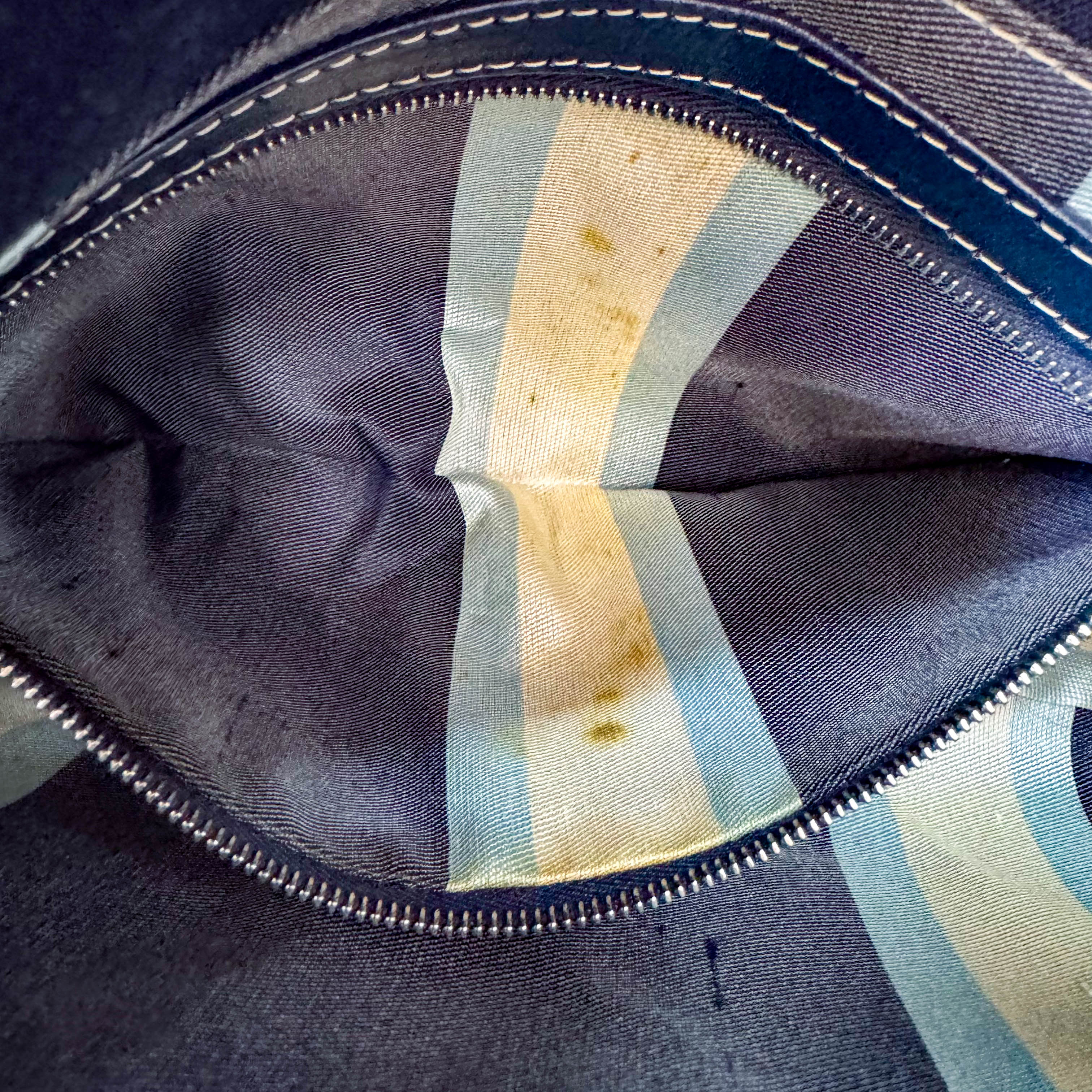 Baguette Cotton Navy Shoulder Bag