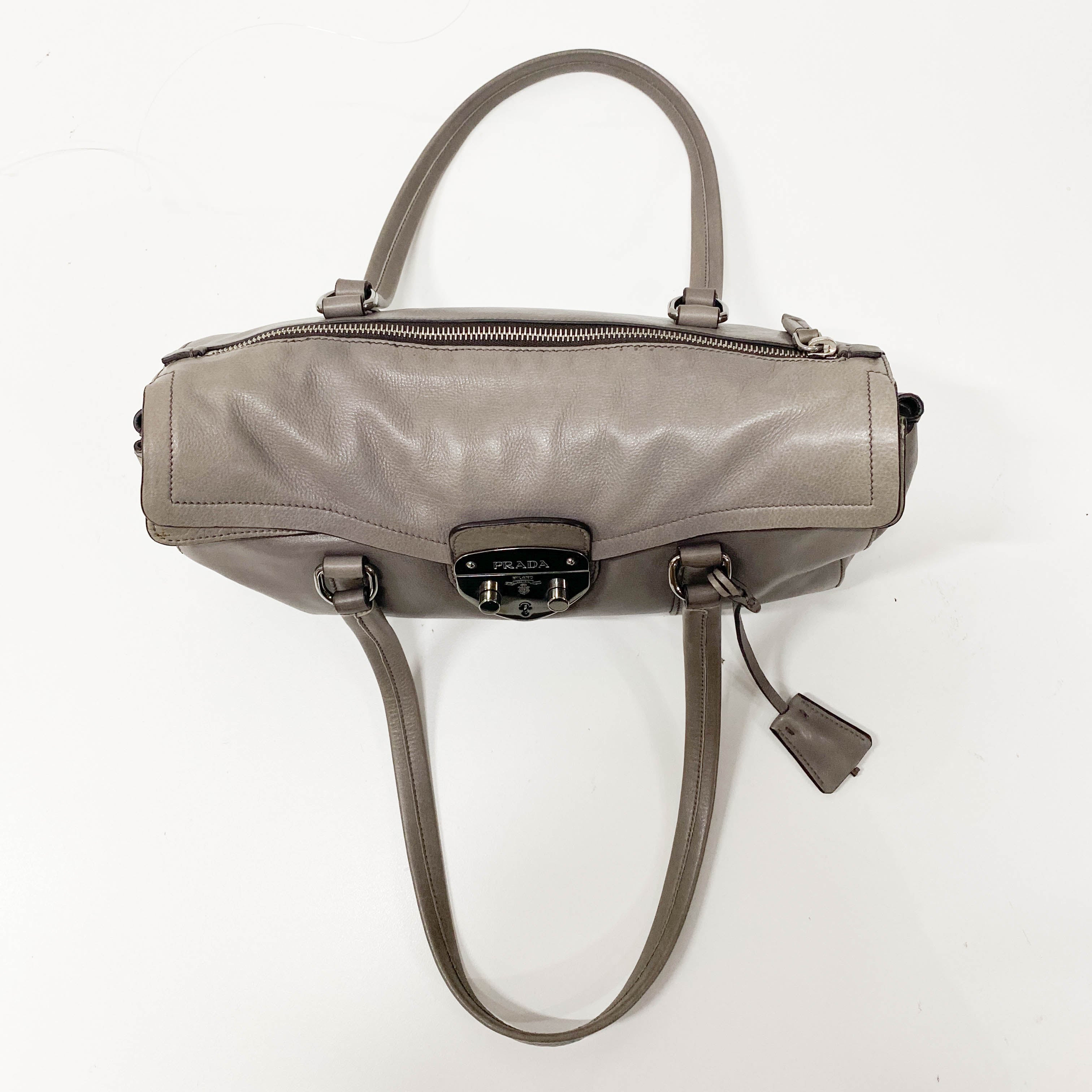 Grey Royal Calfskin Leather Shoulder Bag