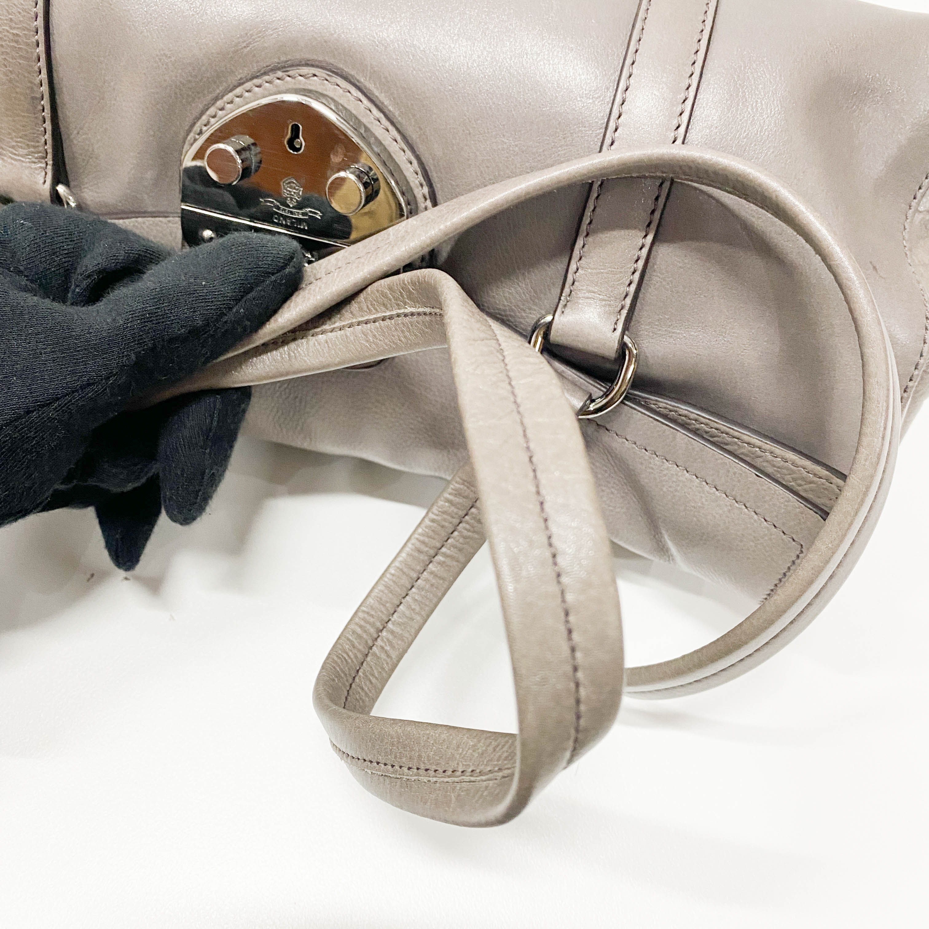 Grey Royal Calfskin Leather Shoulder Bag