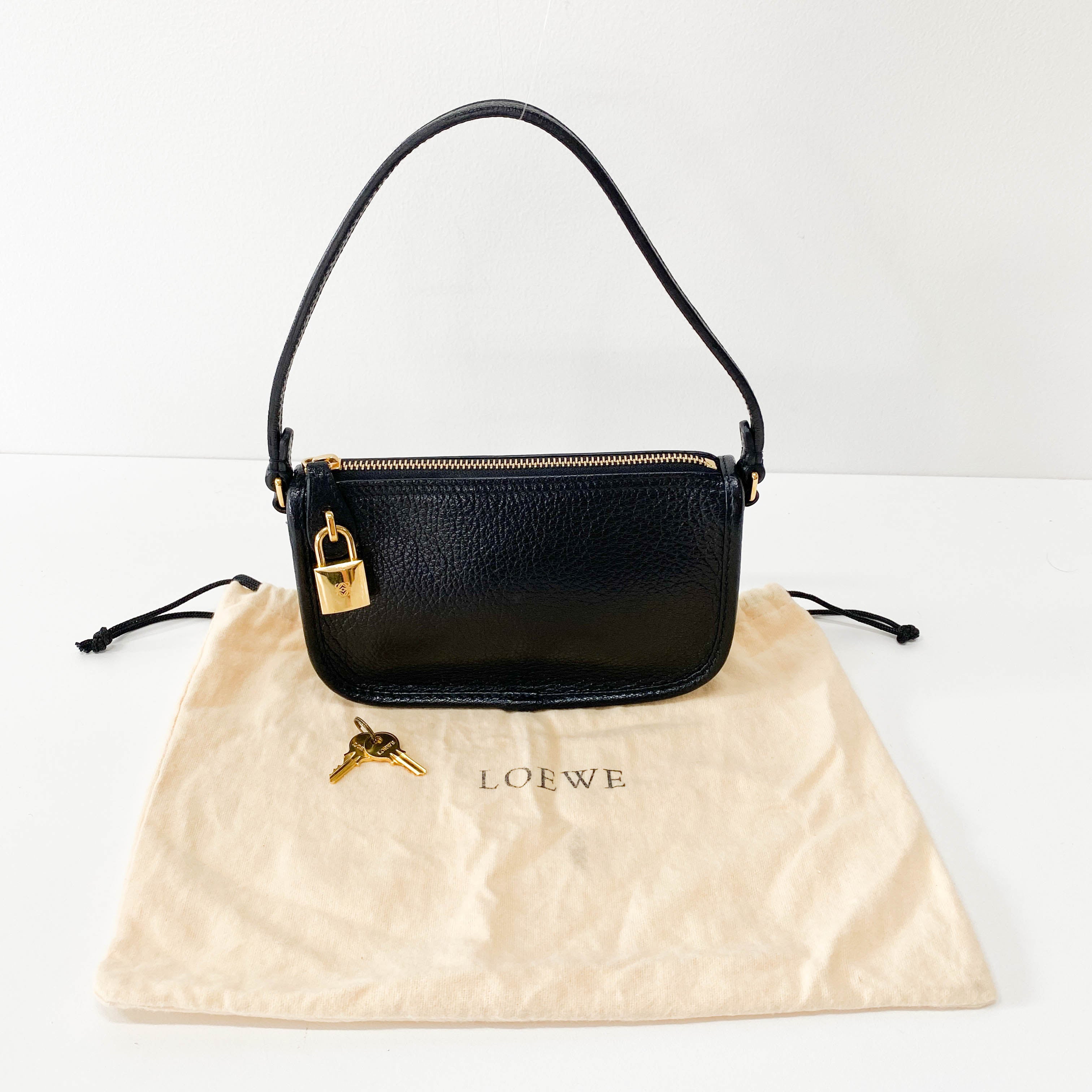 Black Leather Mini Pochette Bag