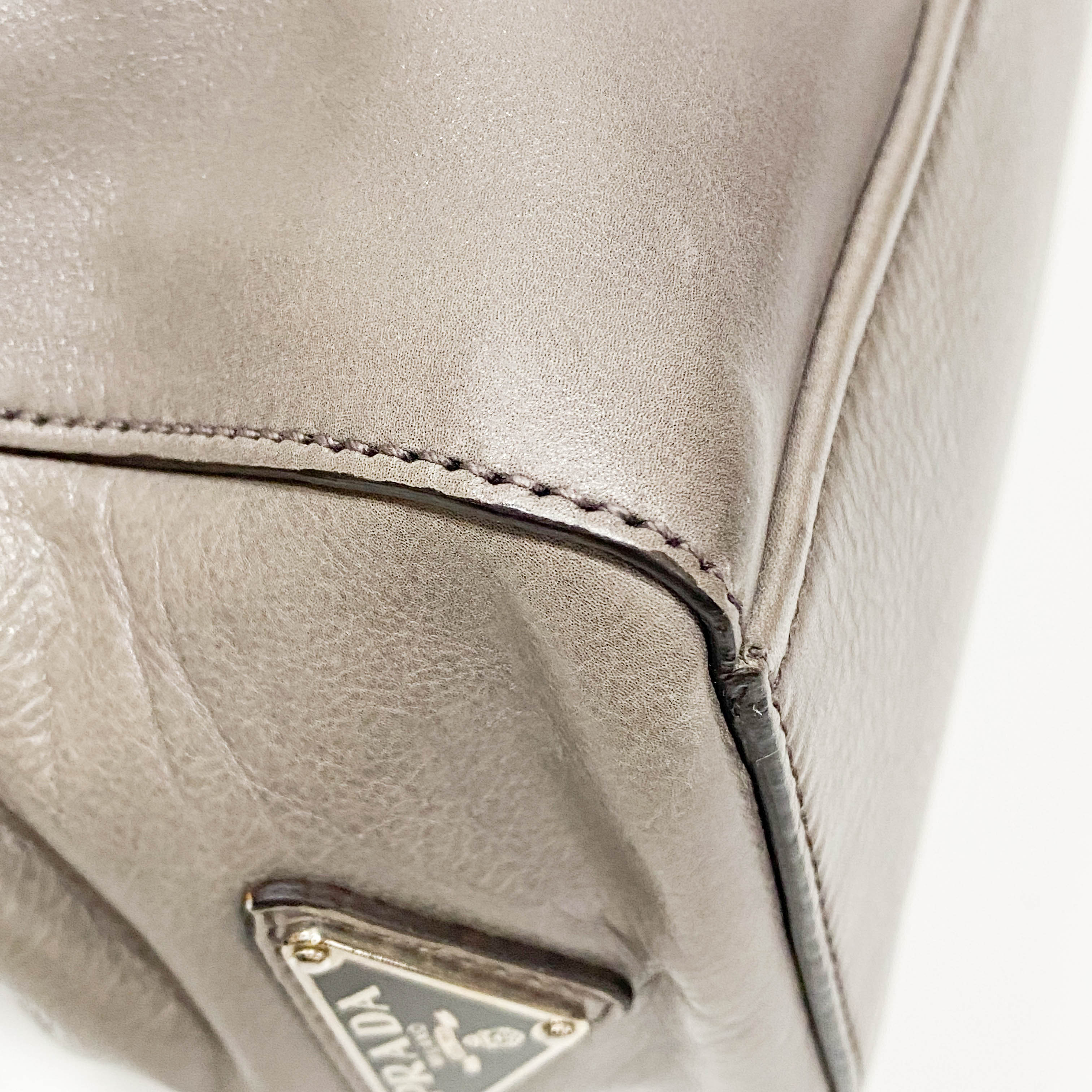 Grey Royal Calfskin Leather Shoulder Bag