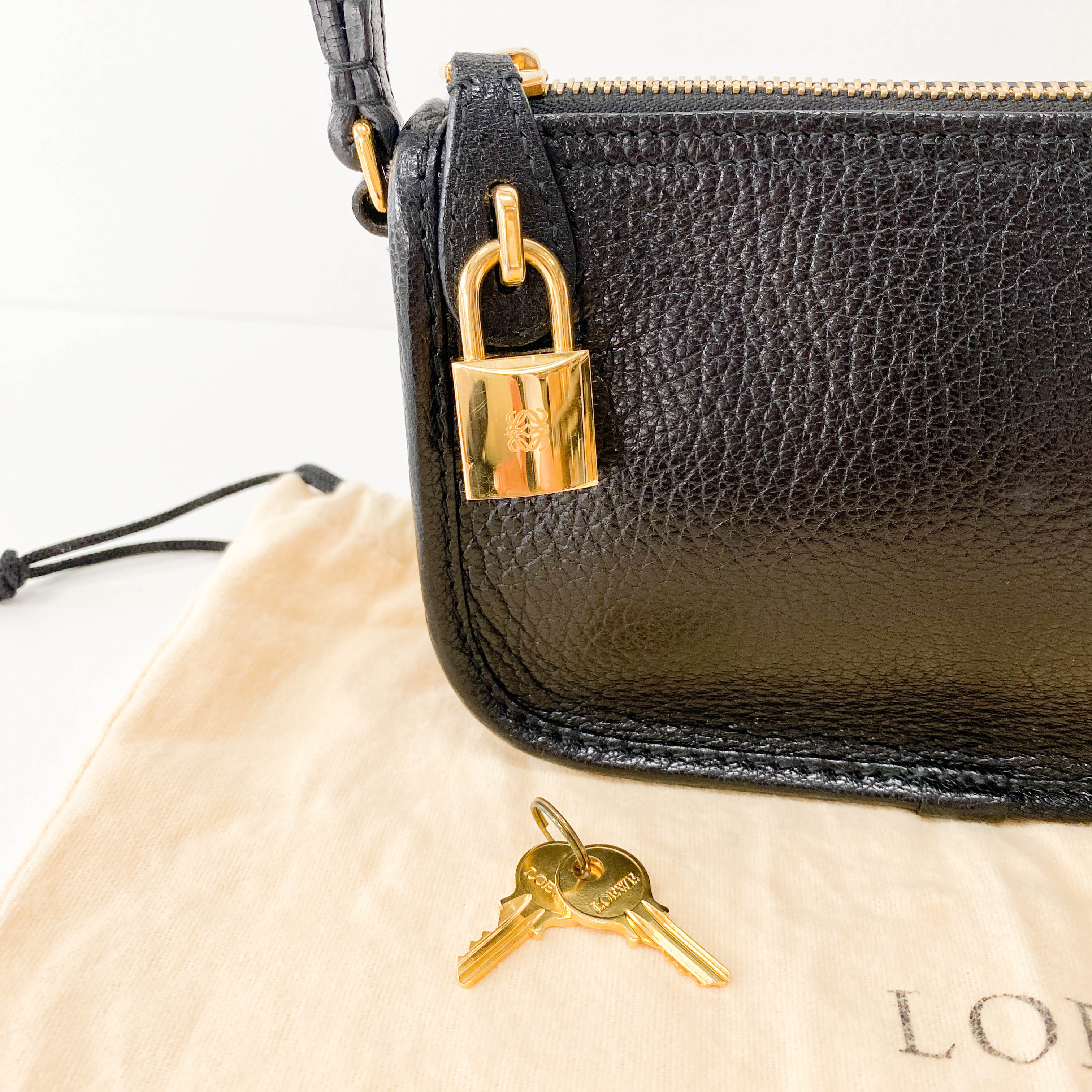 Black Leather Mini Pochette Bag