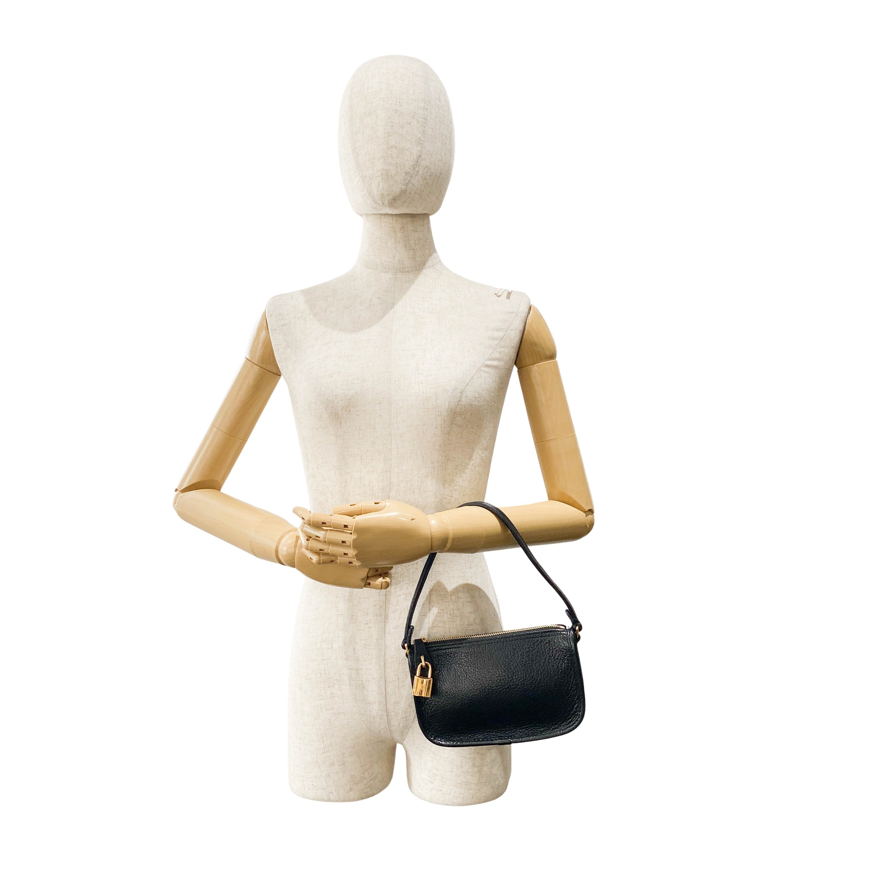 Black Leather Mini Pochette Bag
