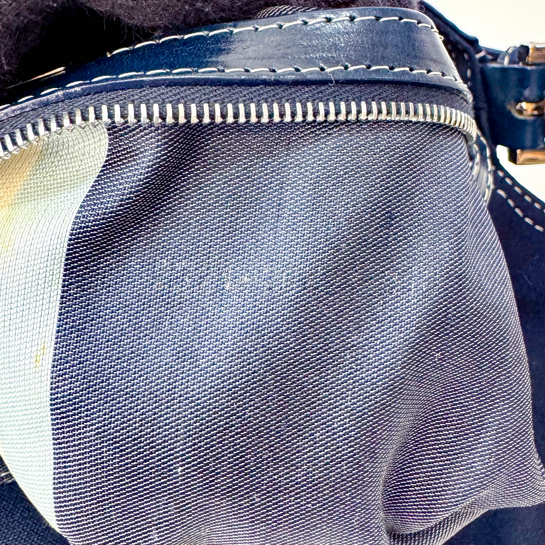 Baguette Cotton Navy Shoulder Bag