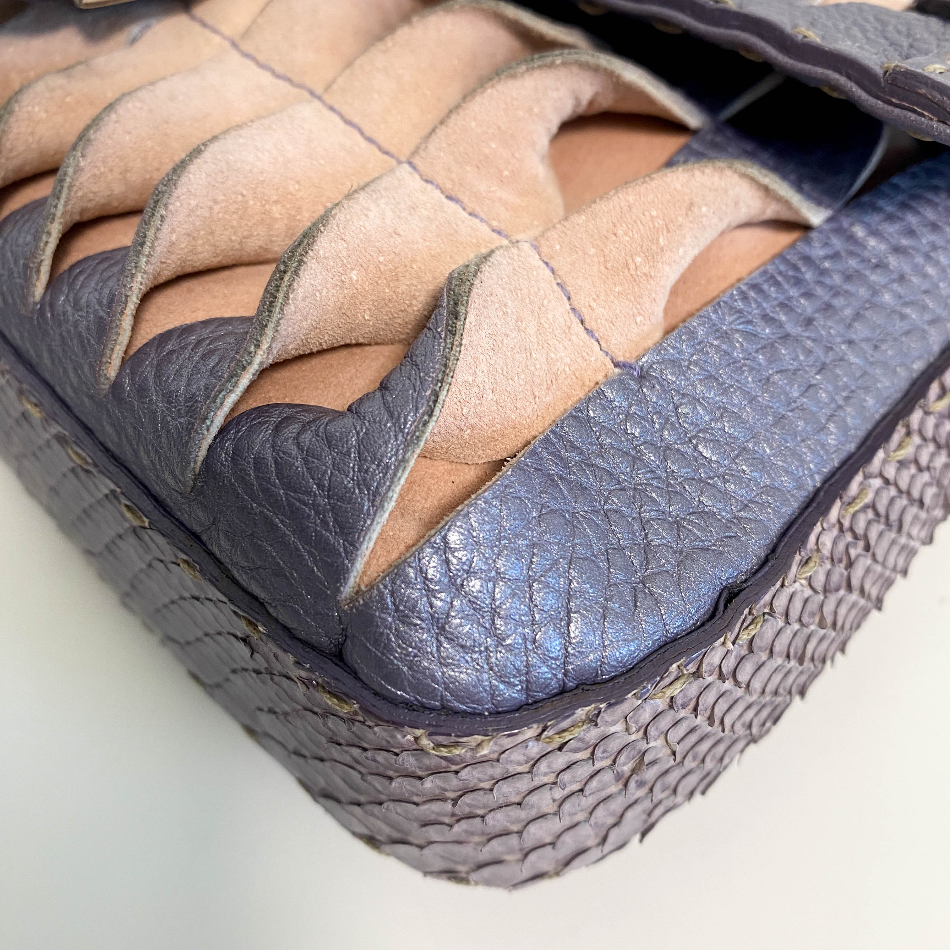 Selleria Baguette Purple Leather Cutout Shoulder Bag