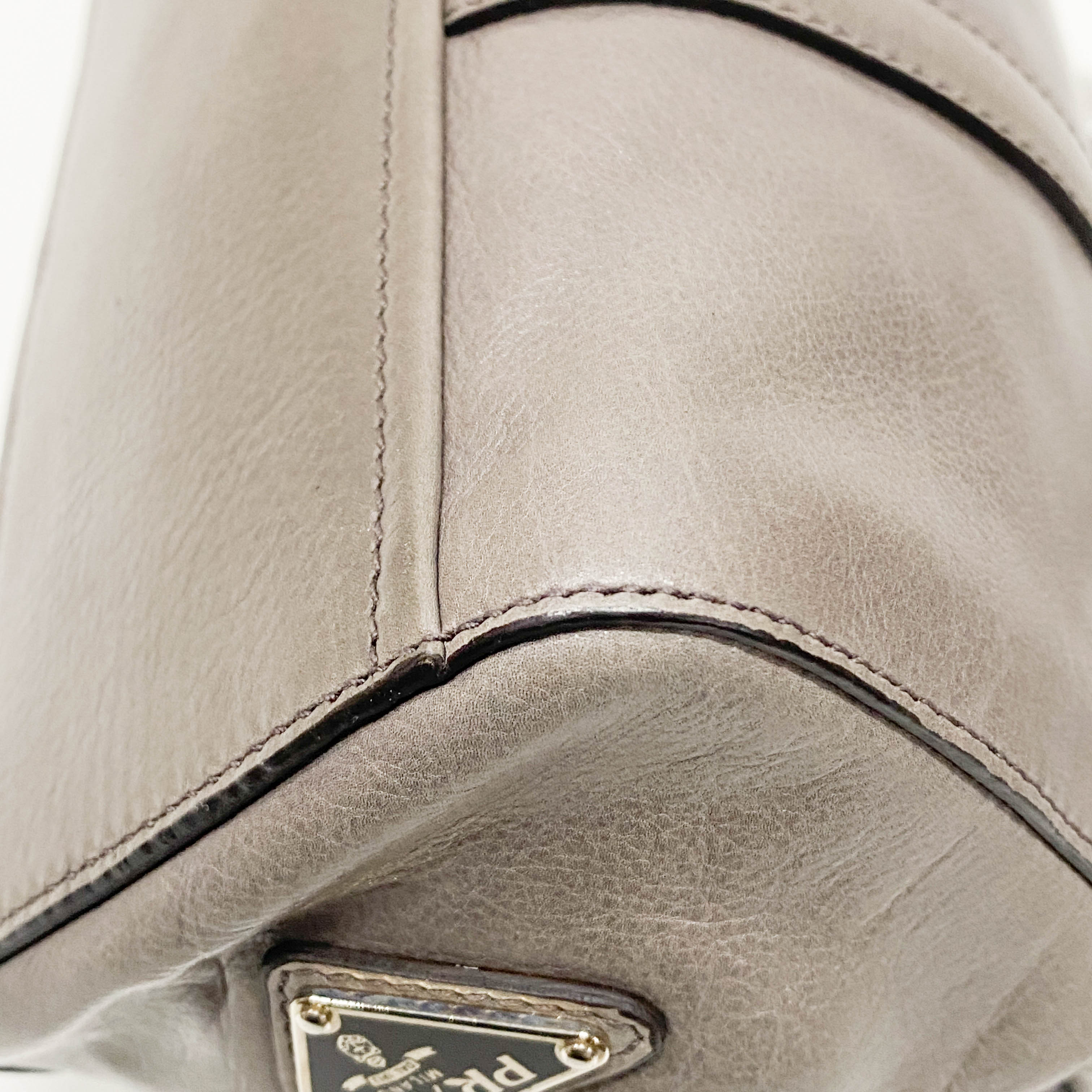Grey Royal Calfskin Leather Shoulder Bag