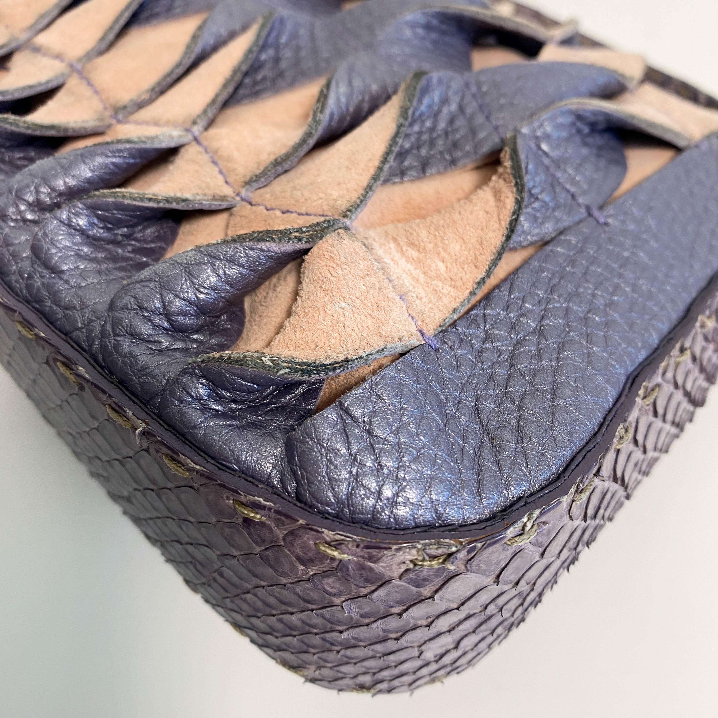 Selleria Baguette Purple Leather Cutout Shoulder Bag