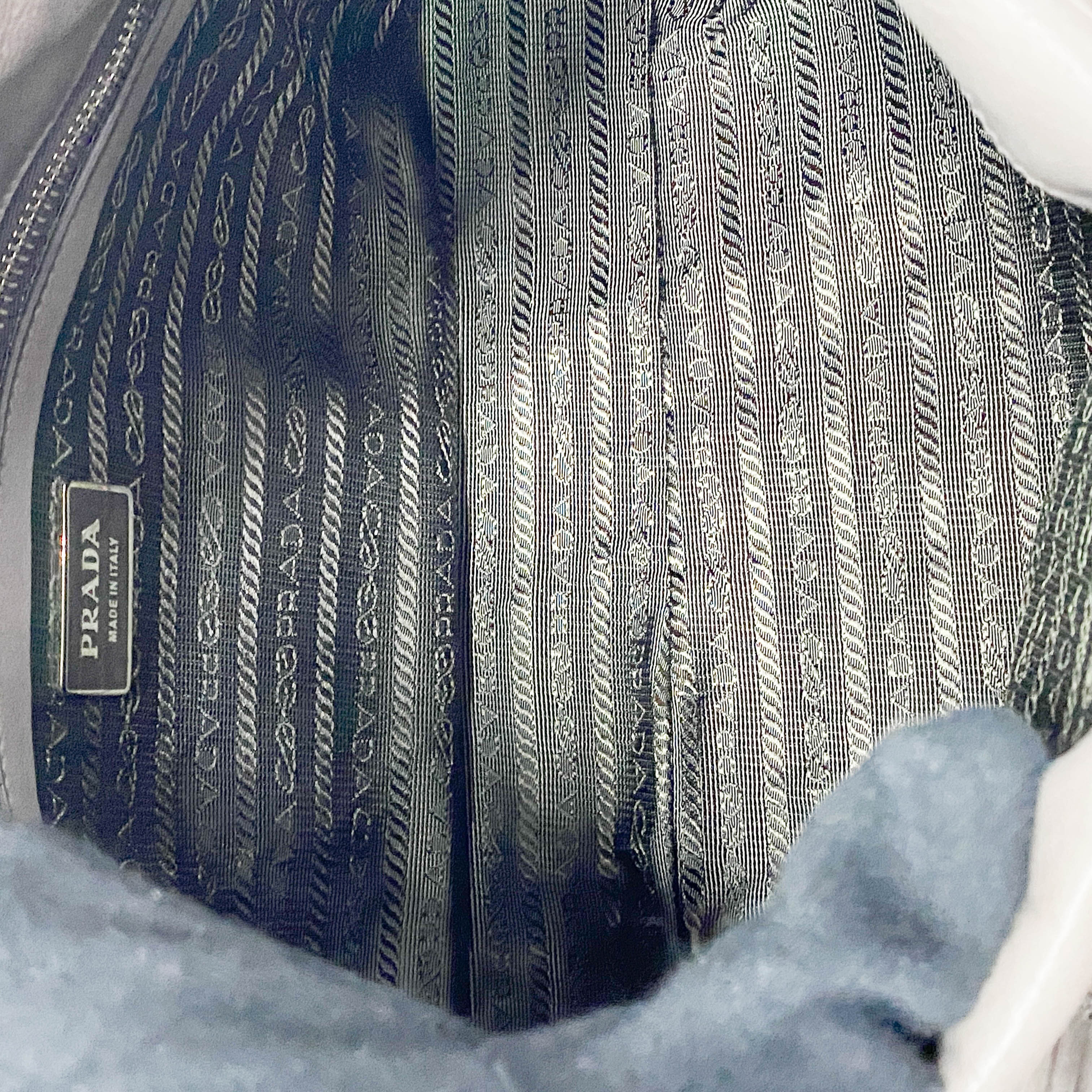 Grey Royal Calfskin Leather Shoulder Bag