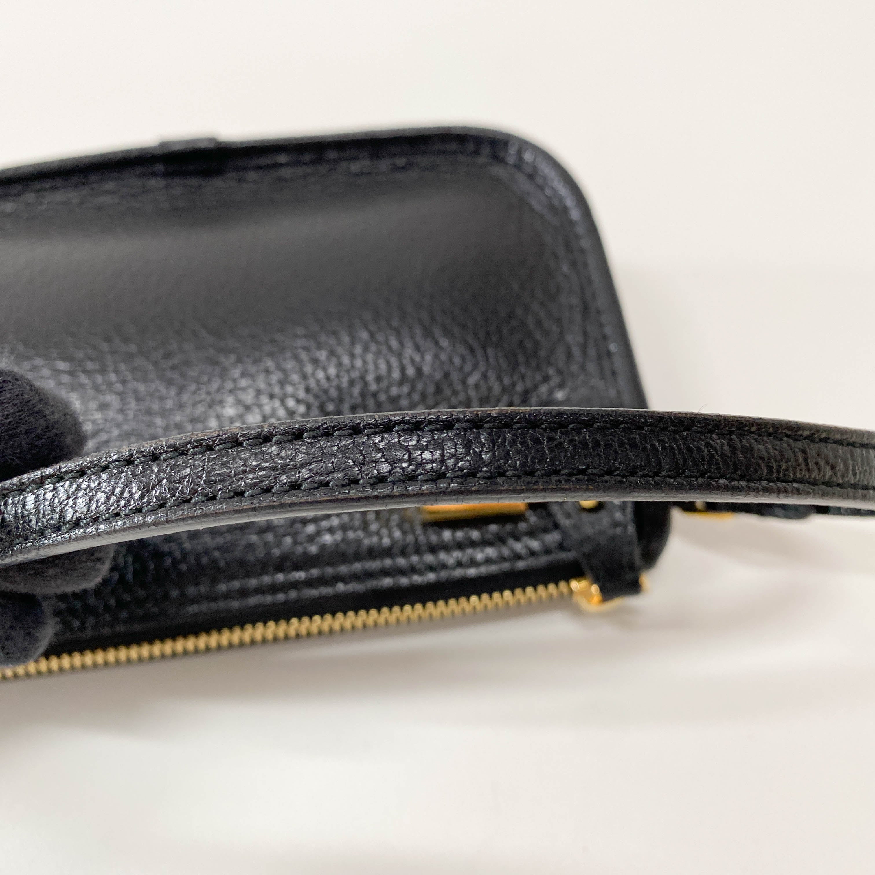 Black Leather Mini Pochette Bag