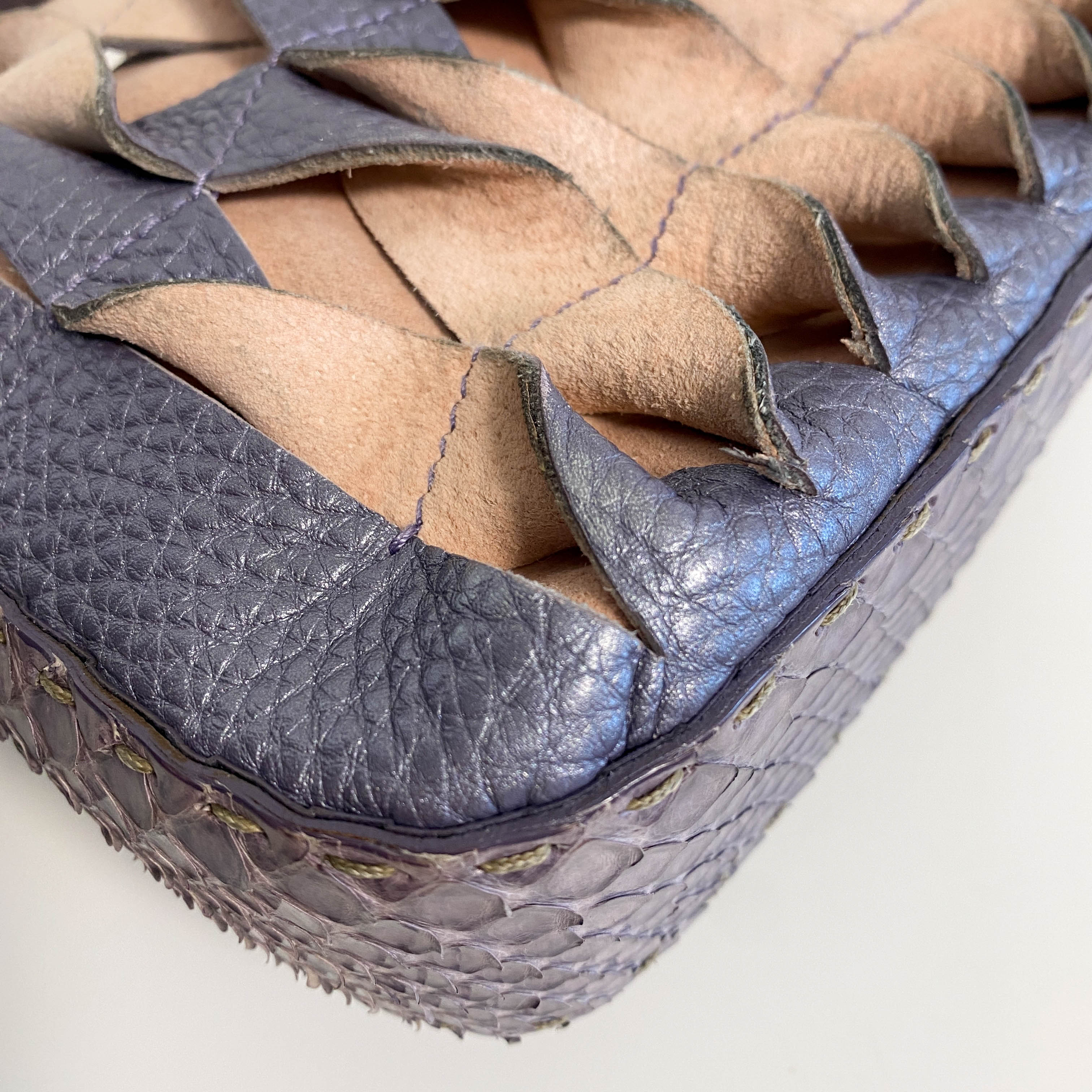 Selleria Baguette Purple Leather Cutout Shoulder Bag