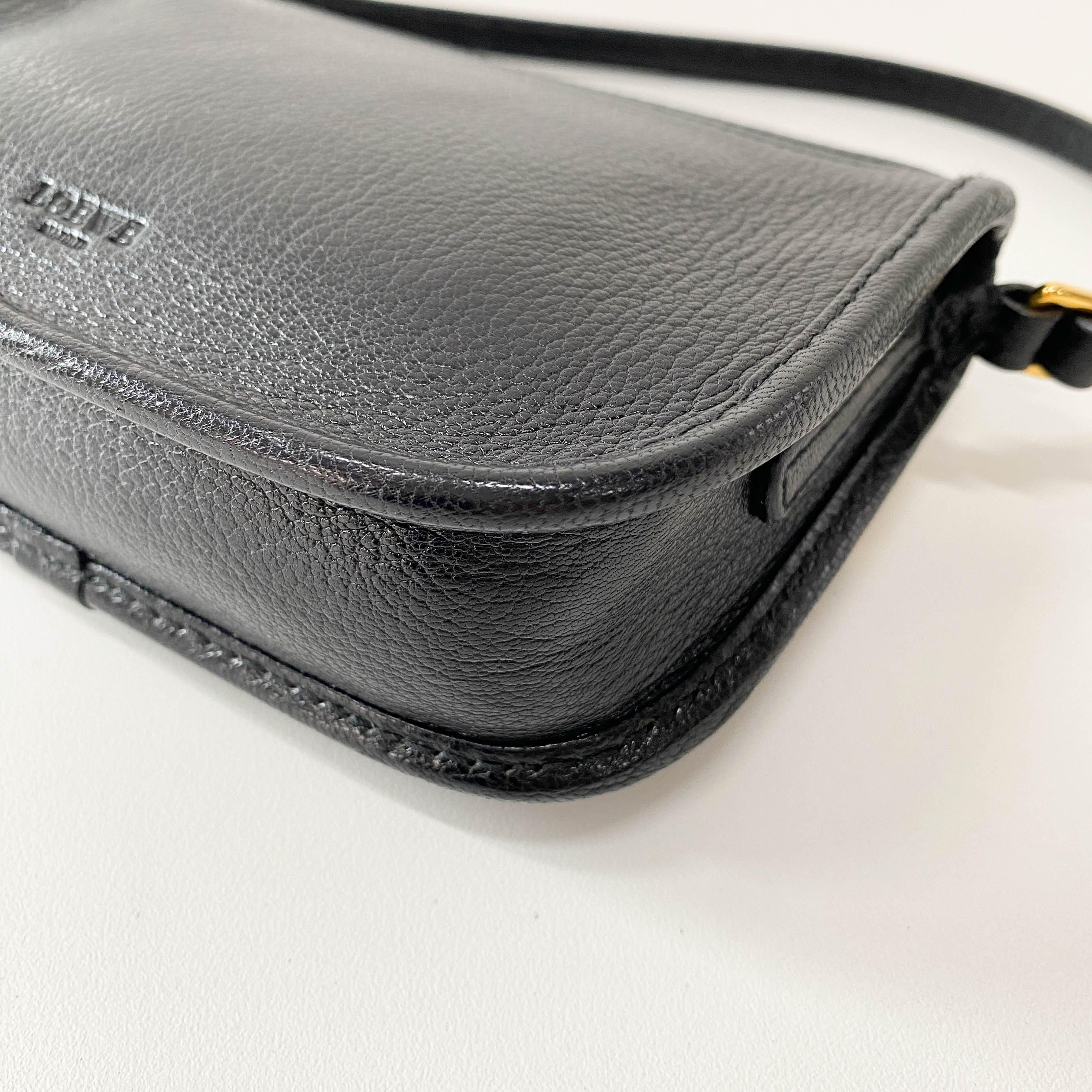 Black Leather Mini Pochette Bag