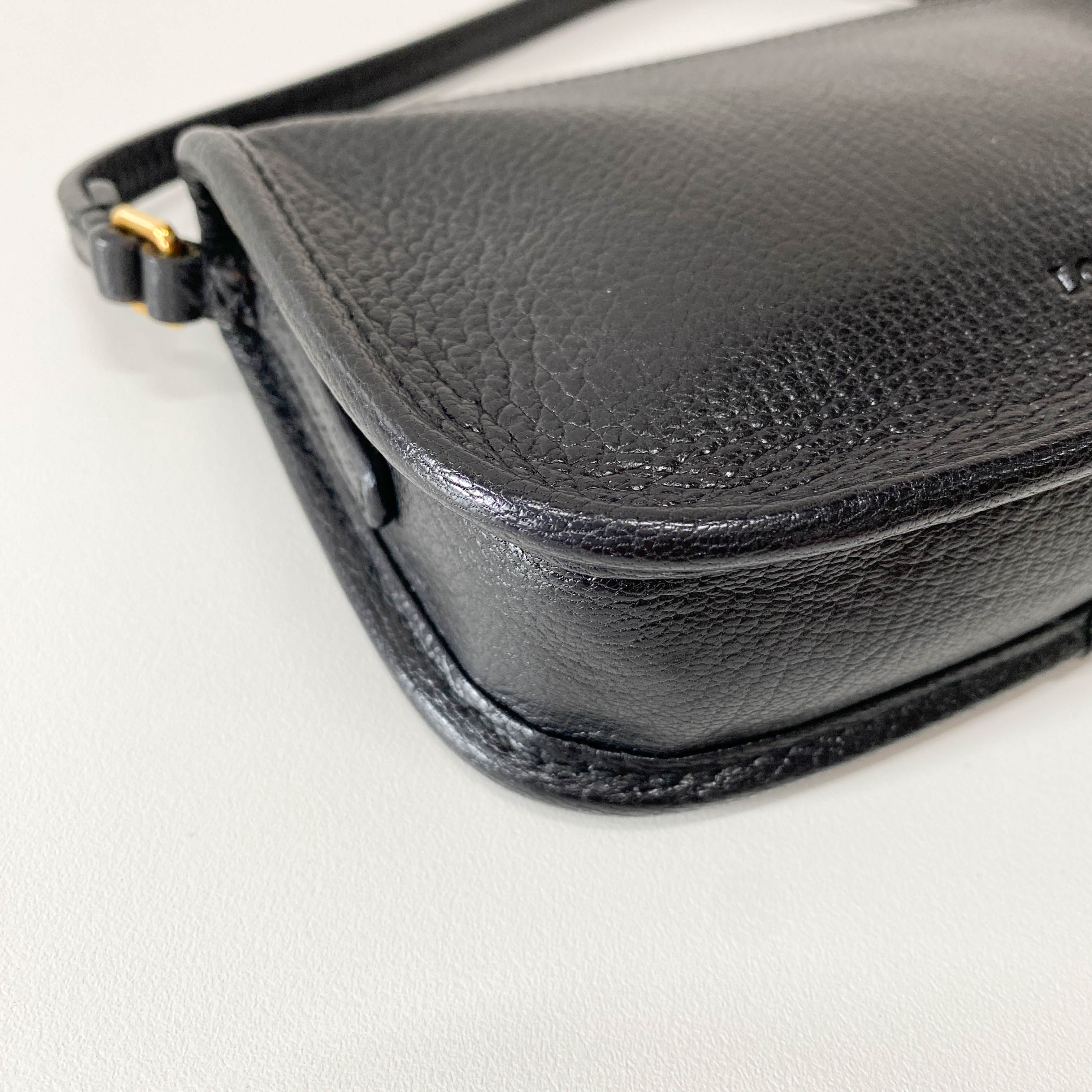 Black Leather Mini Pochette Bag
