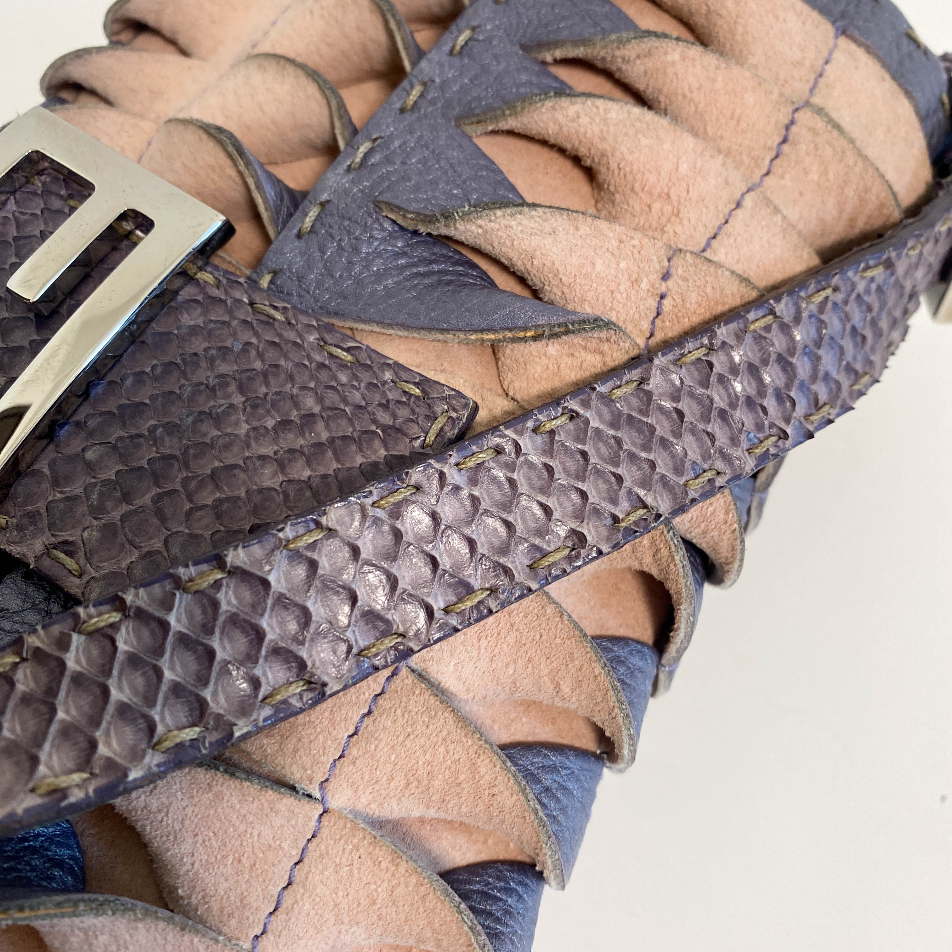 Selleria Baguette Purple Leather Cutout Shoulder Bag