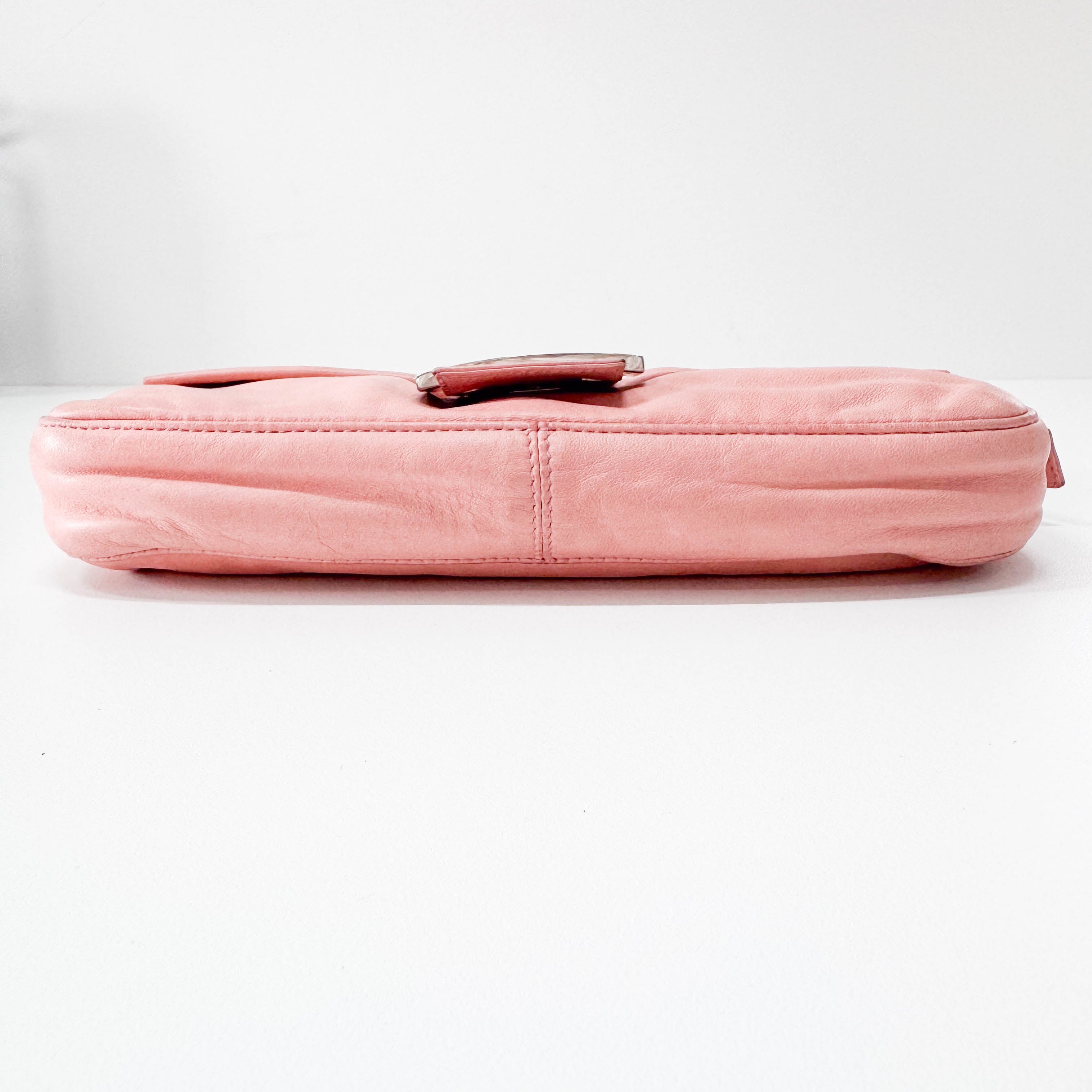 Baguette Pink Lambskin Leather Shoulder Bag
