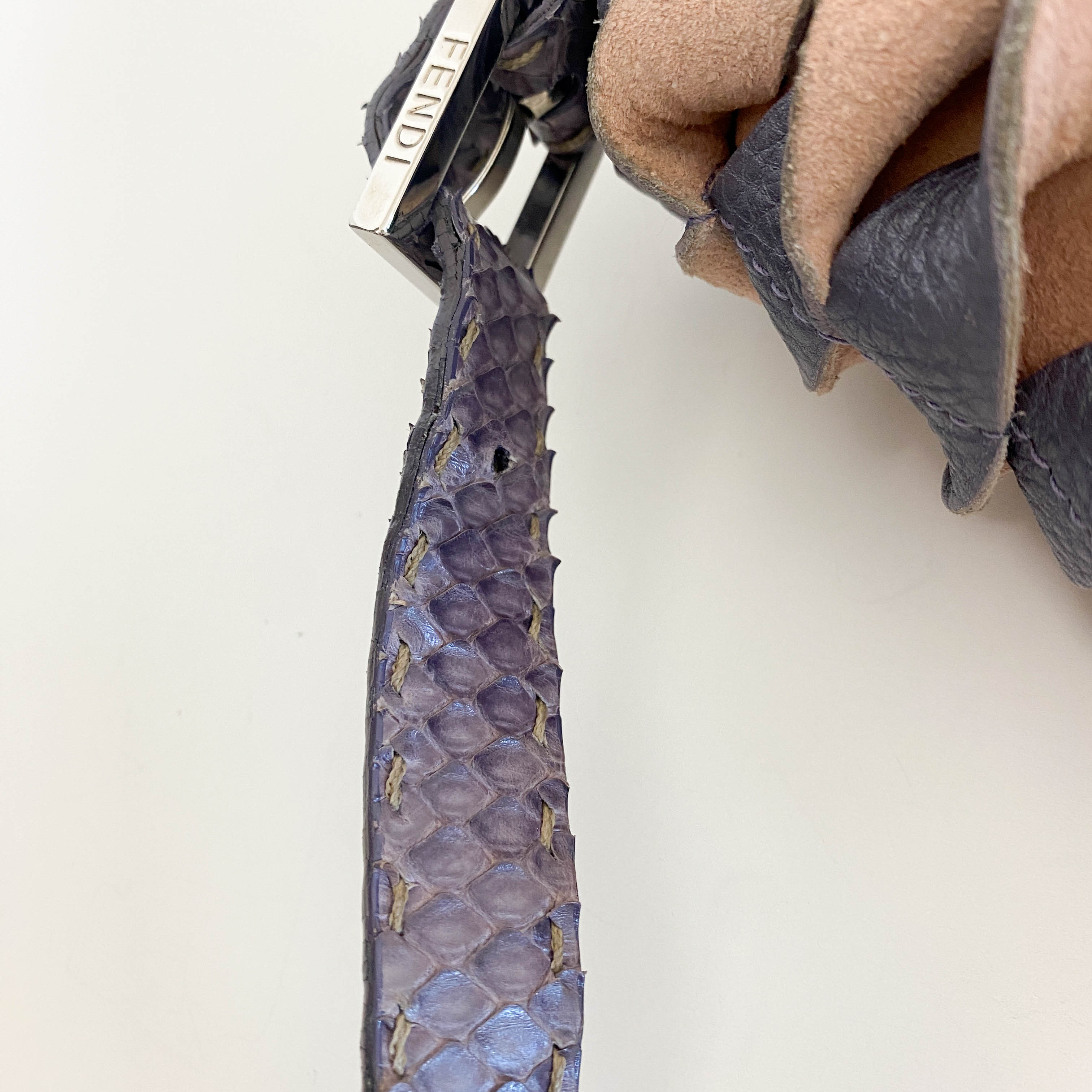 Selleria Baguette Purple Leather Cutout Shoulder Bag