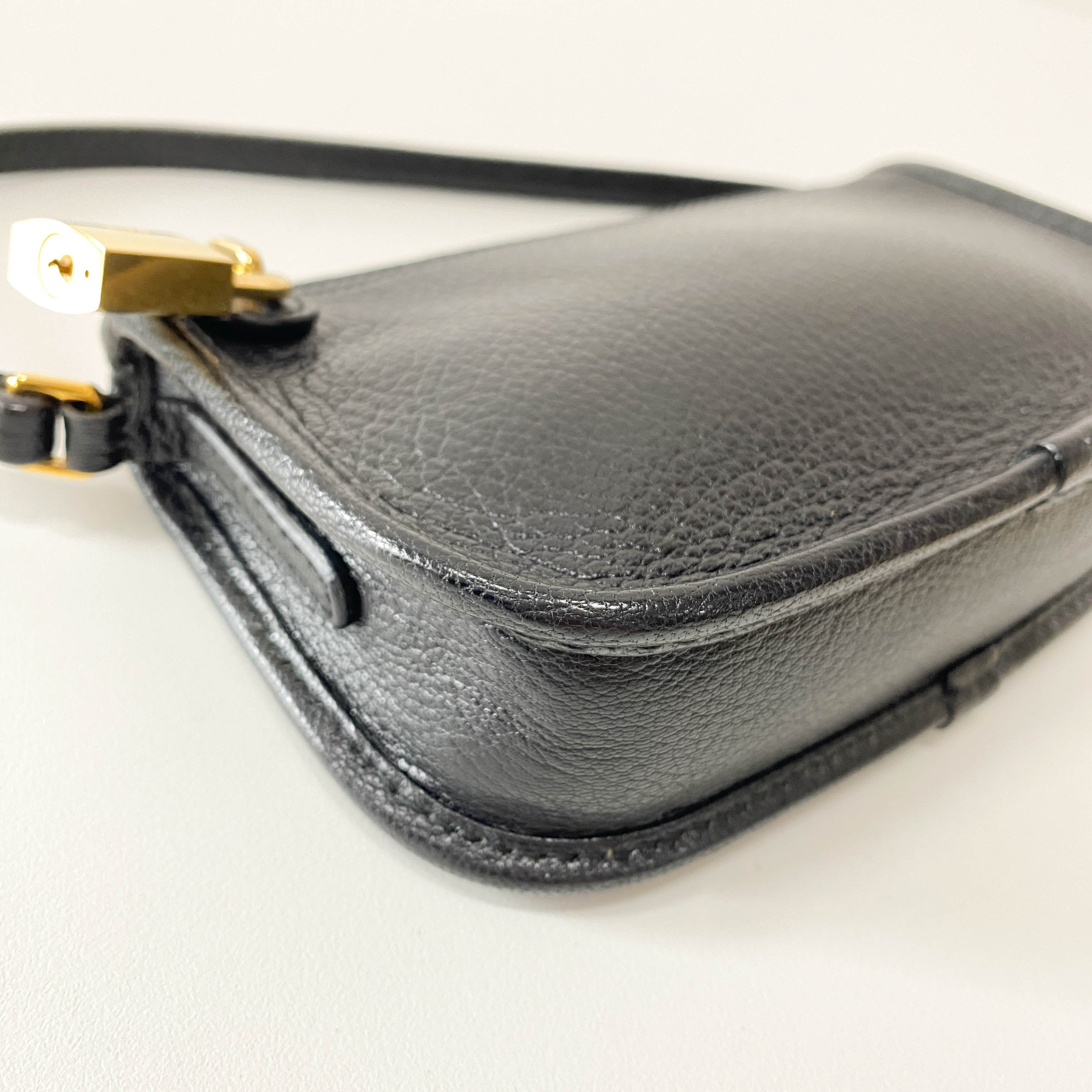 Black Leather Mini Pochette Bag