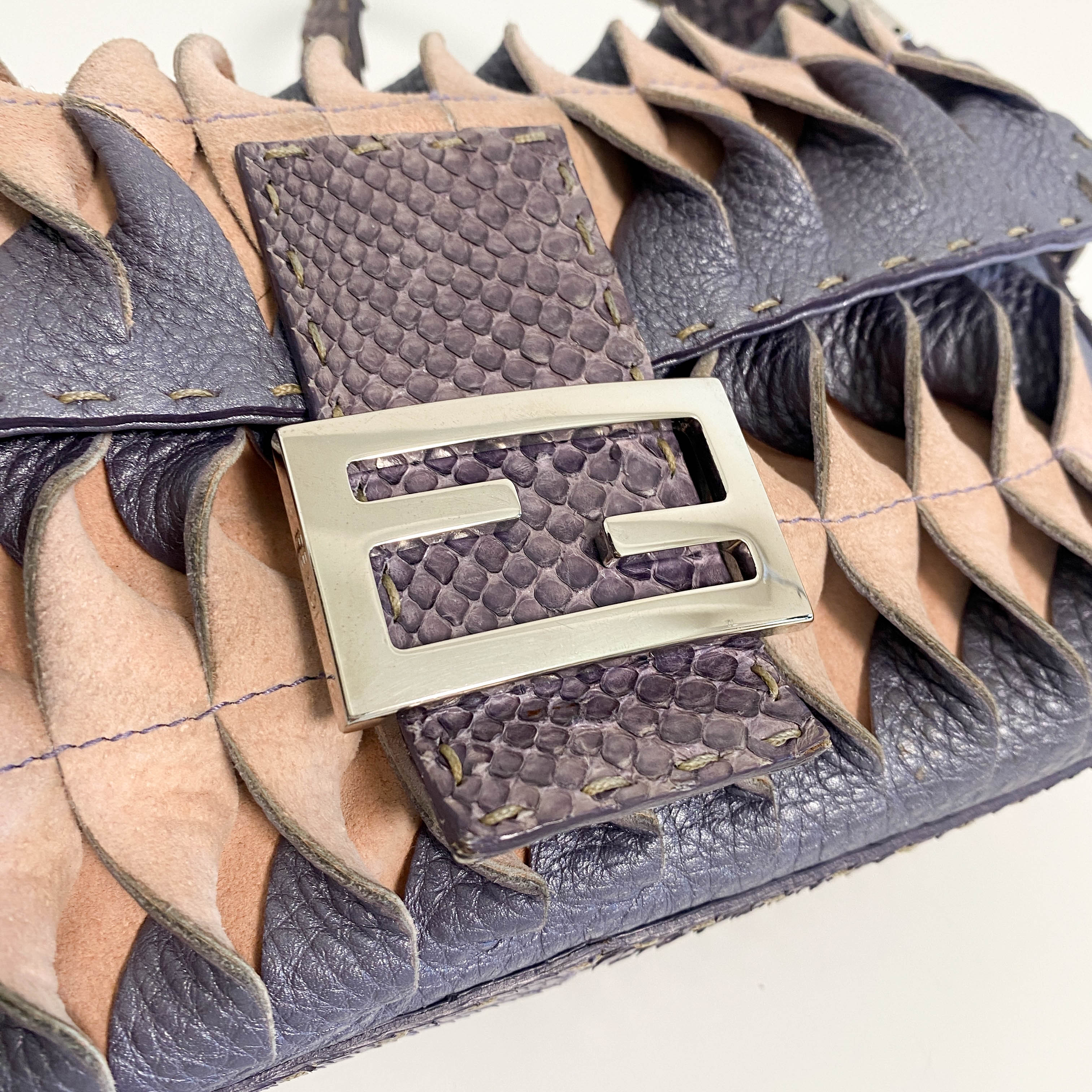 Selleria Baguette Purple Leather Cutout Shoulder Bag