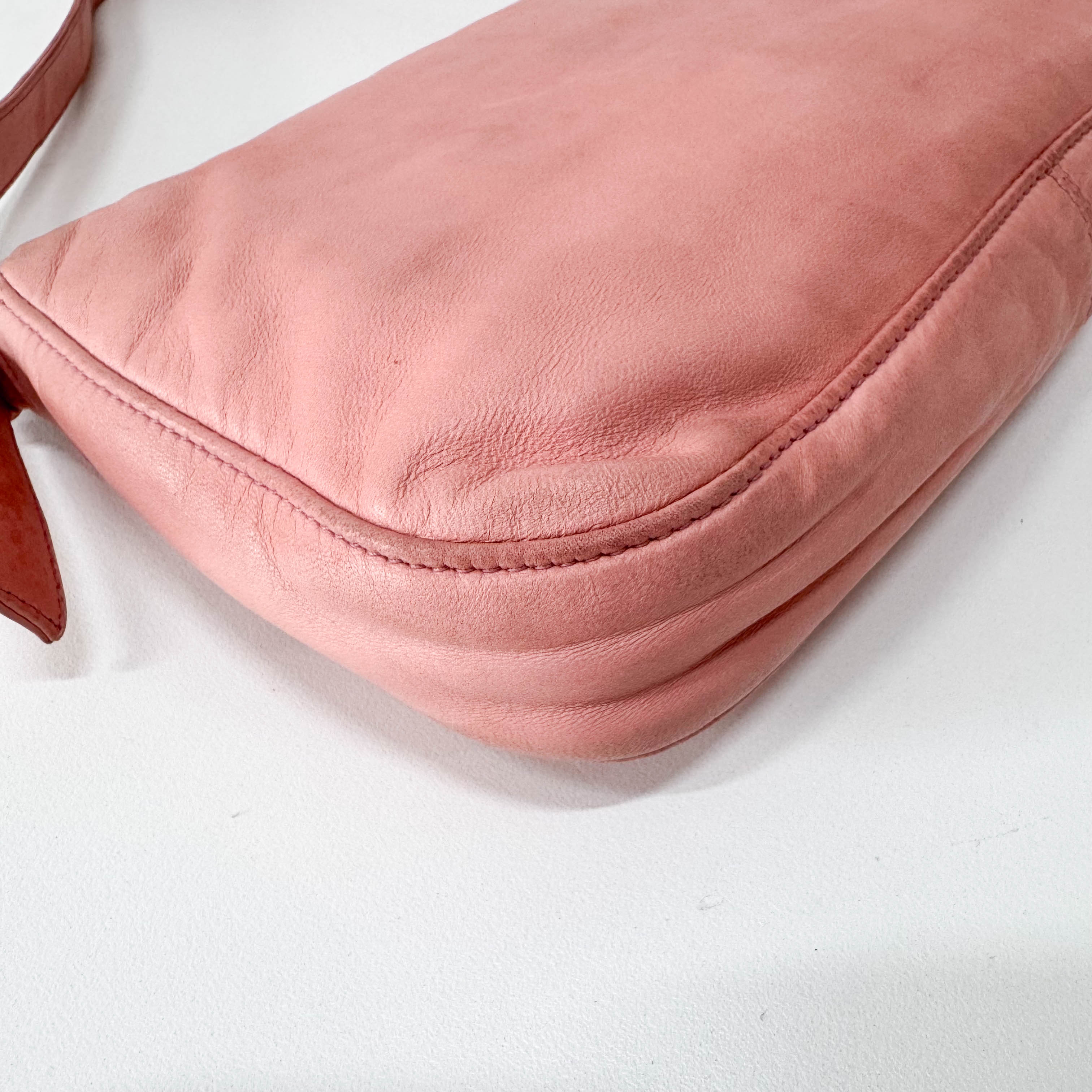 Baguette Pink Lambskin Leather Shoulder Bag