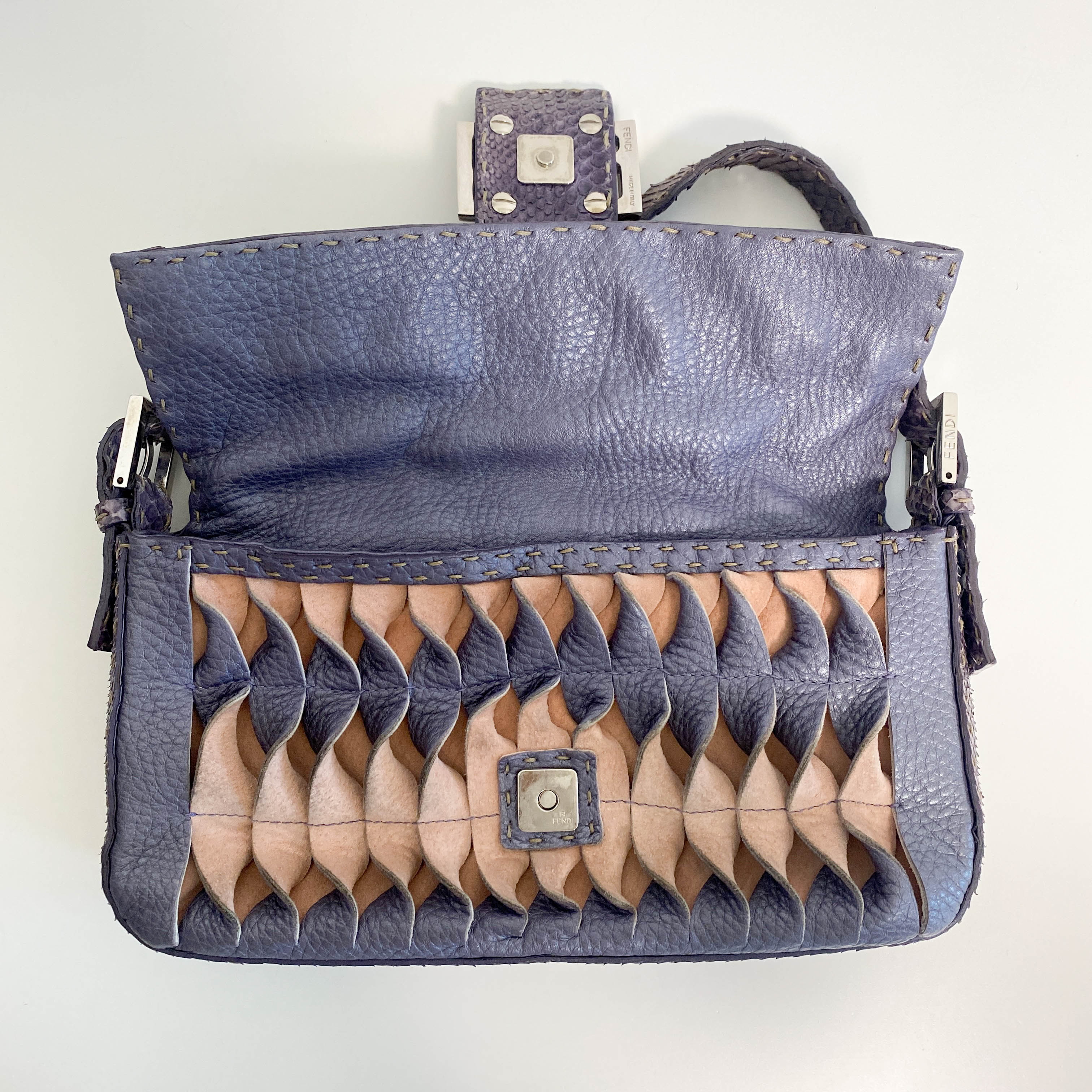 Selleria Baguette Purple Leather Cutout Shoulder Bag