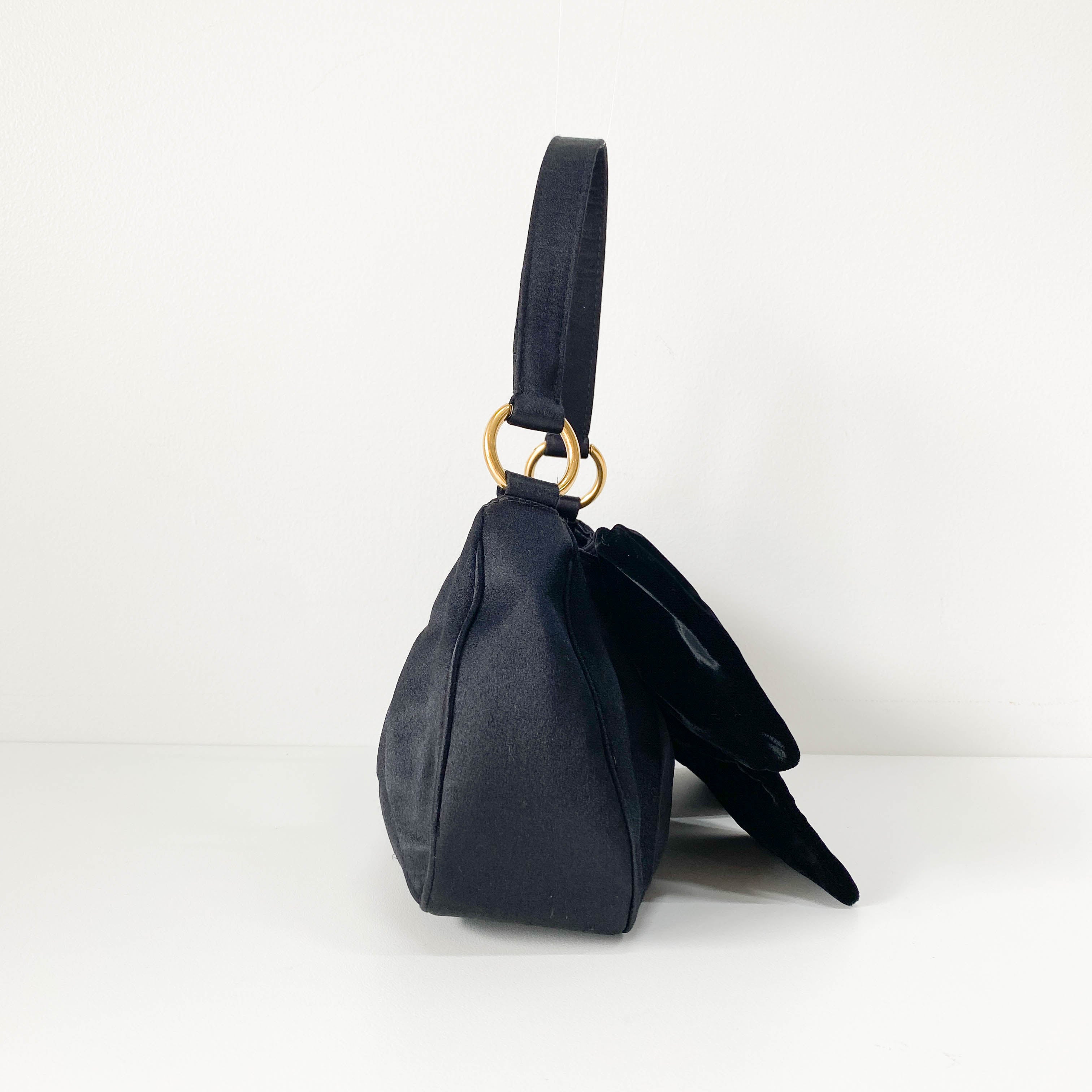 Black Satin & Velvet Handbag Accessory
