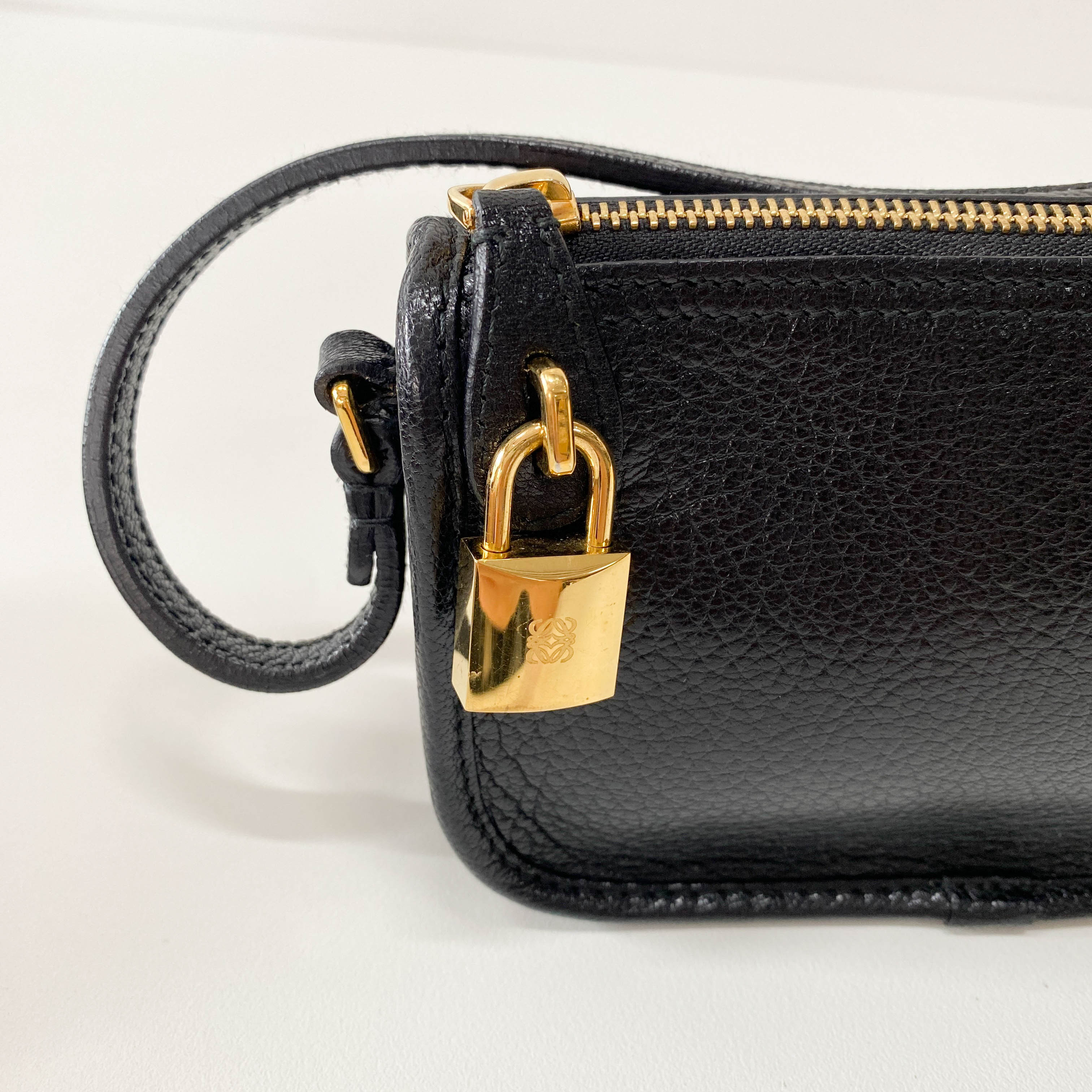 Black Leather Mini Pochette Bag