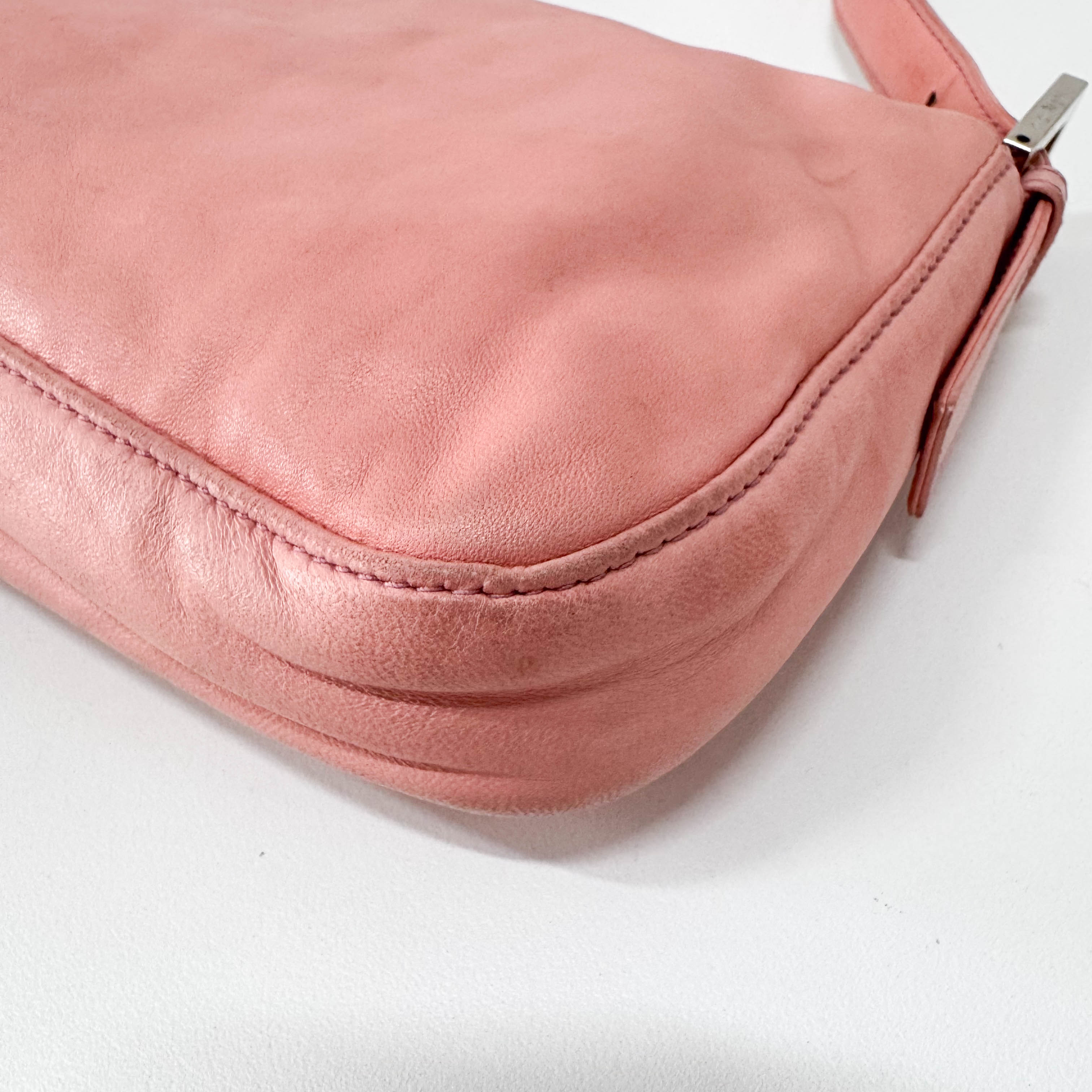 Baguette Pink Lambskin Leather Shoulder Bag
