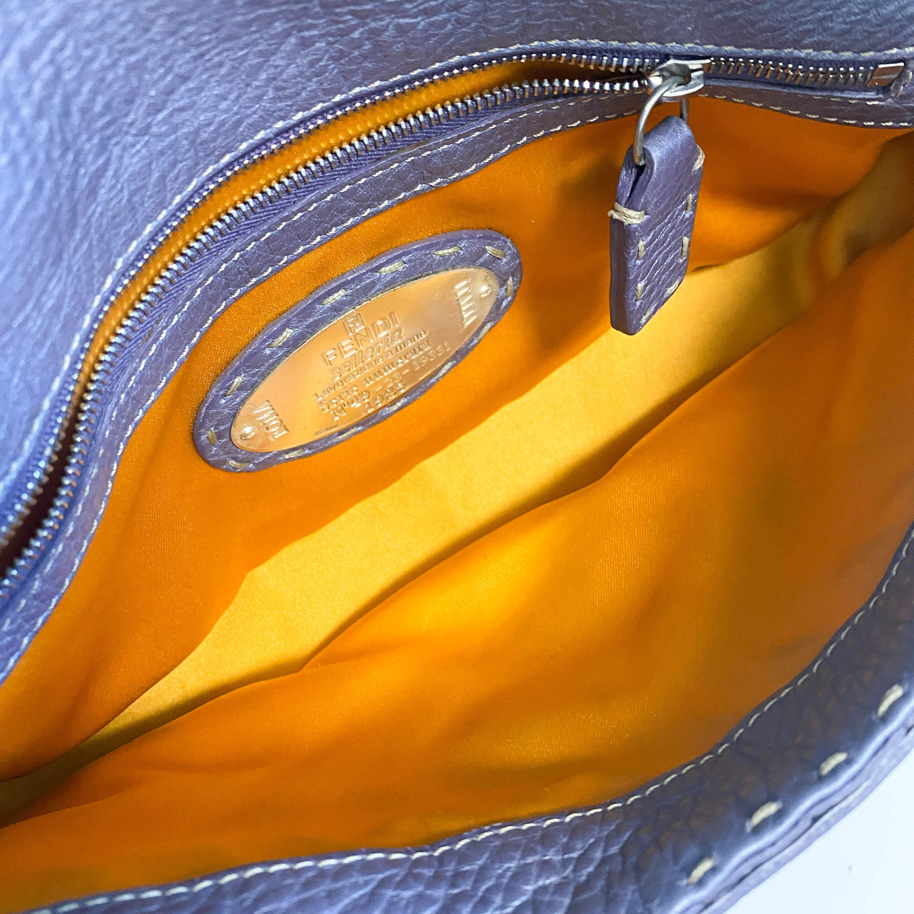 Selleria Baguette Purple Leather Cutout Shoulder Bag