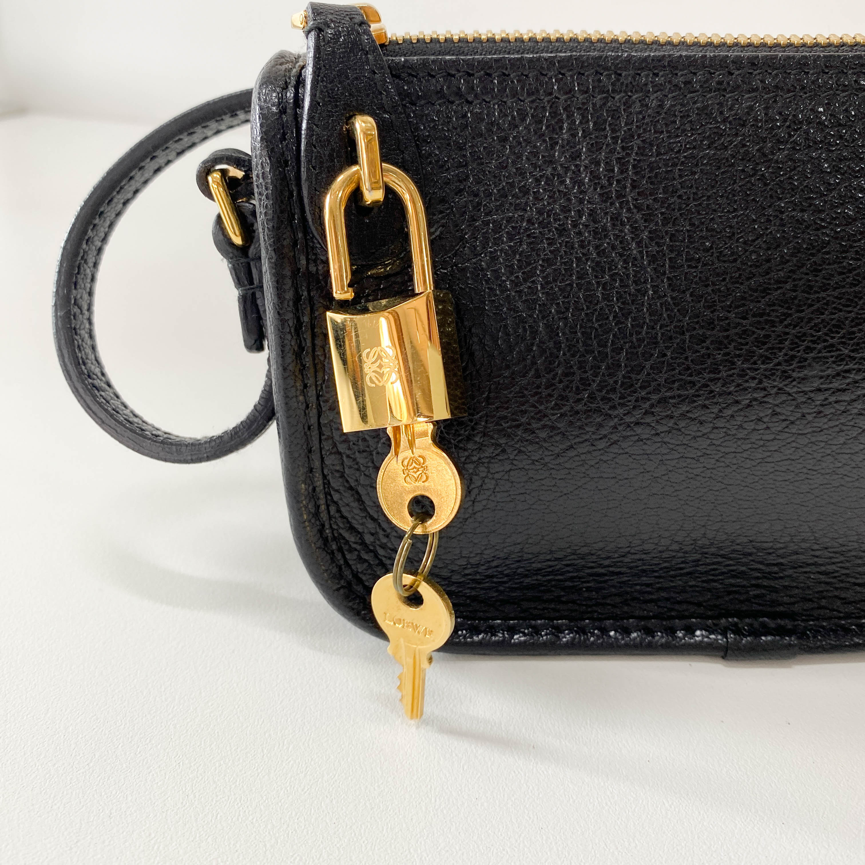 Black Leather Mini Pochette Bag