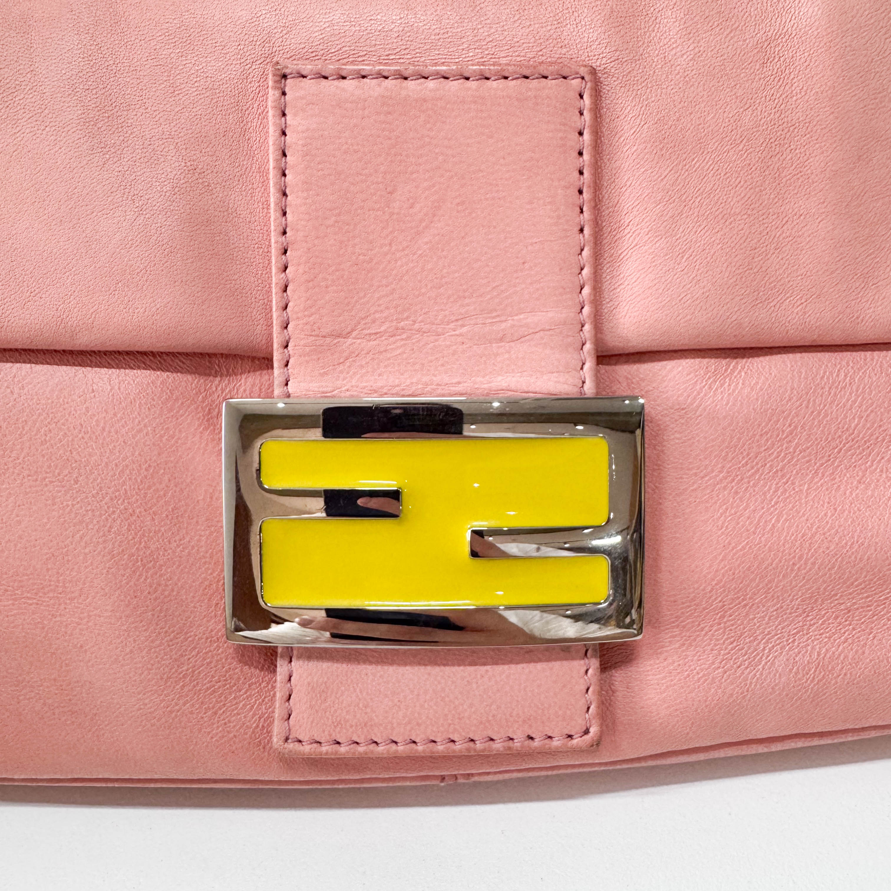 Baguette Pink Lambskin Leather Shoulder Bag