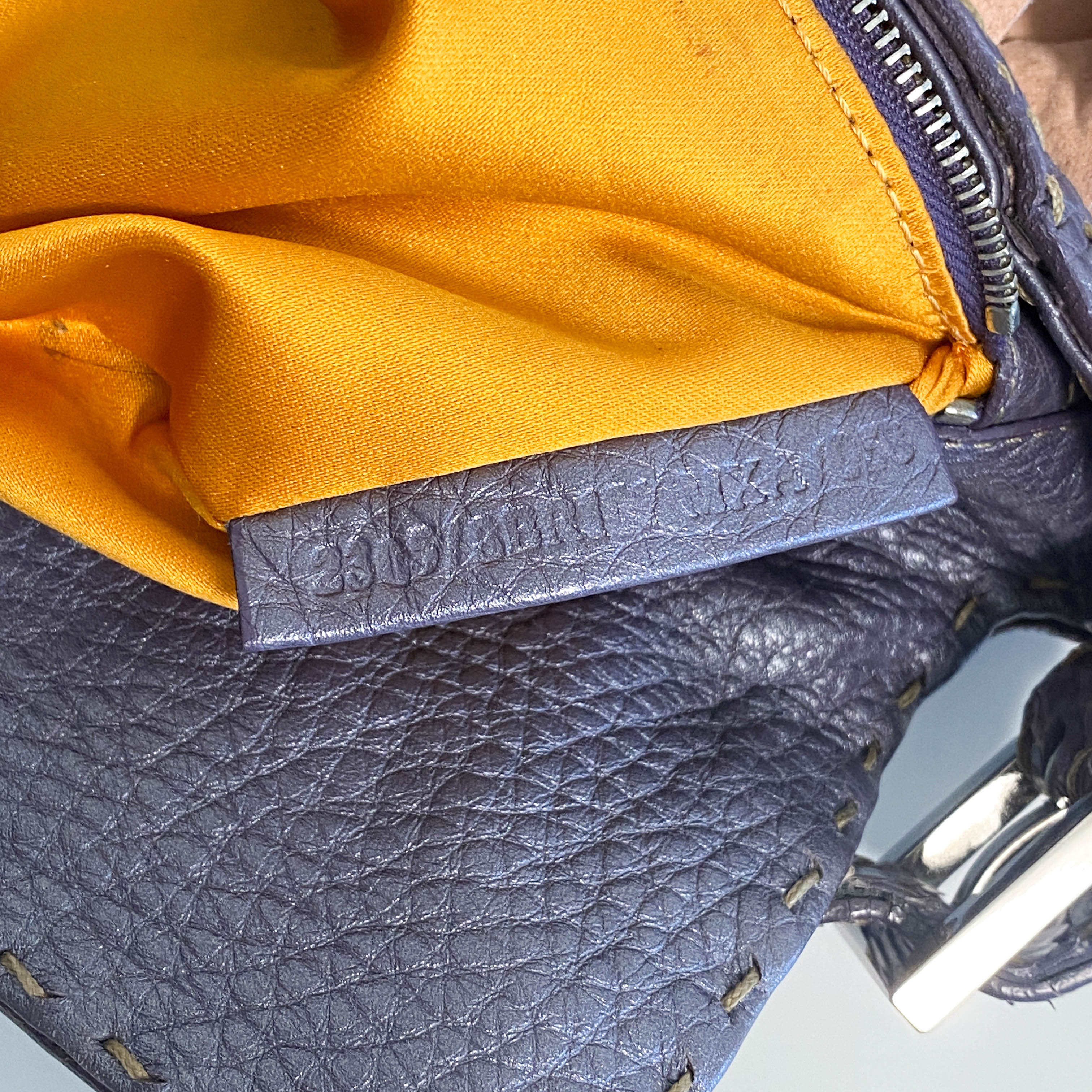 Selleria Baguette Purple Leather Cutout Shoulder Bag