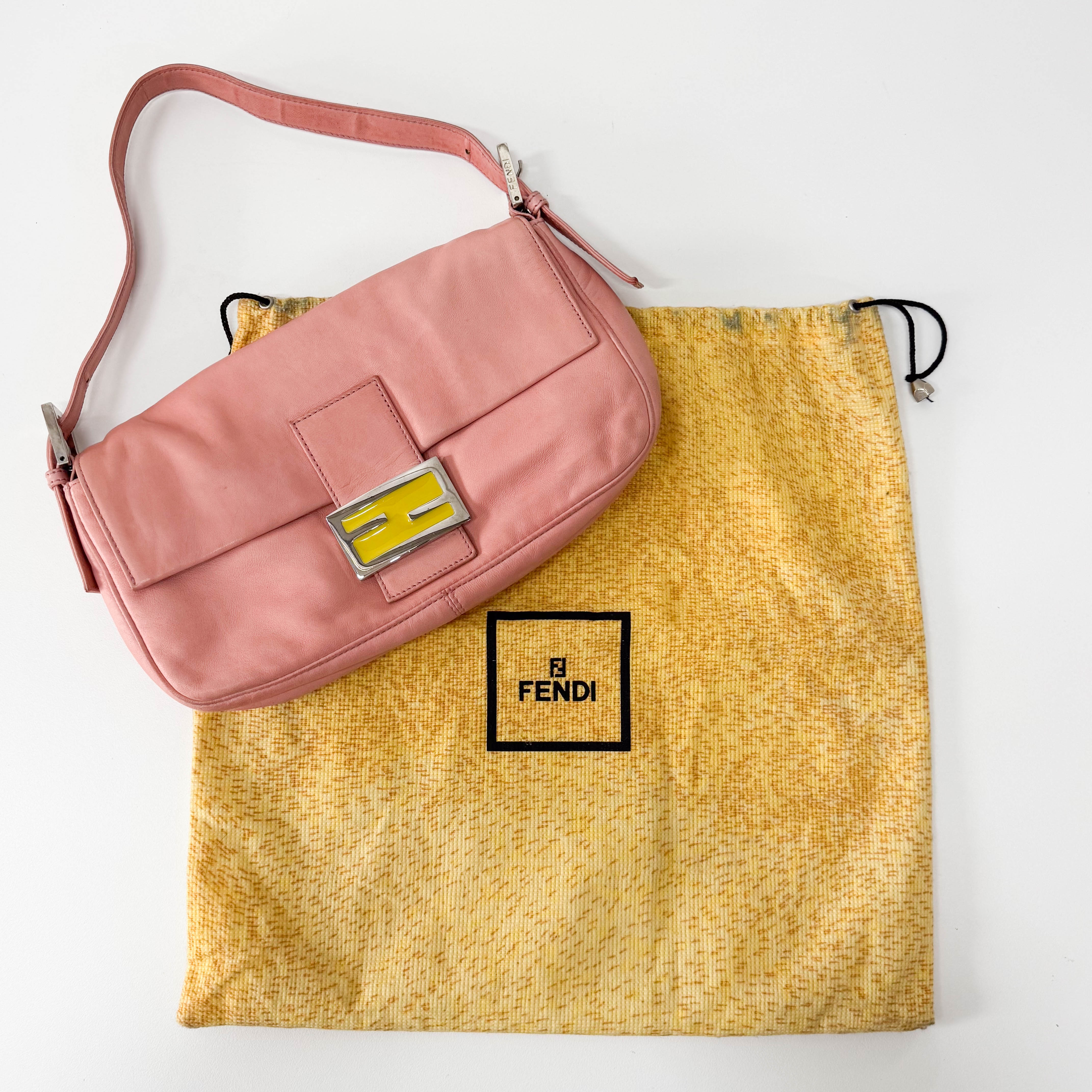 Baguette Pink Lambskin Leather Shoulder Bag